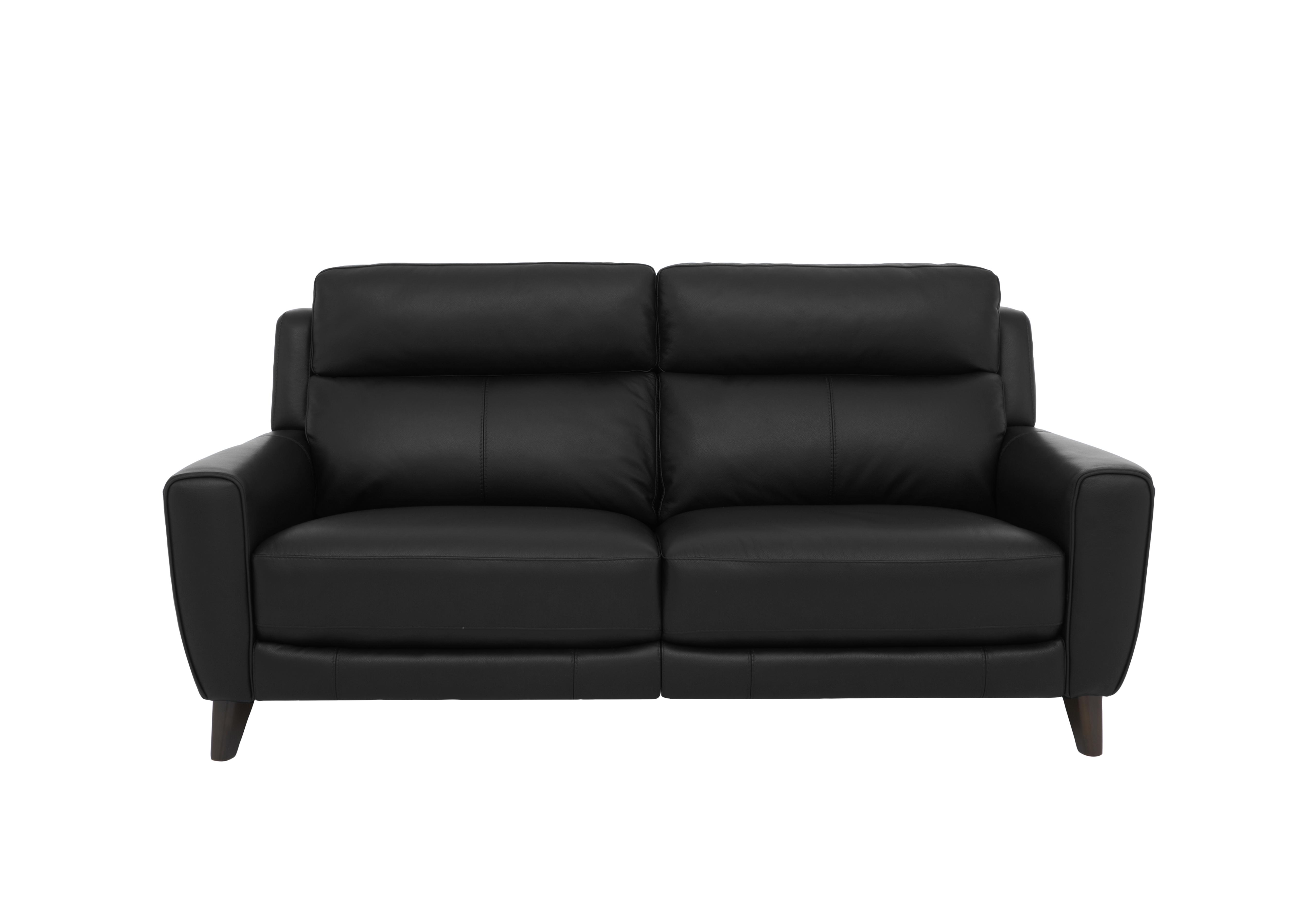 Zen 3 Seater Leather Sofa in Bx-023c Black on Furniture Village