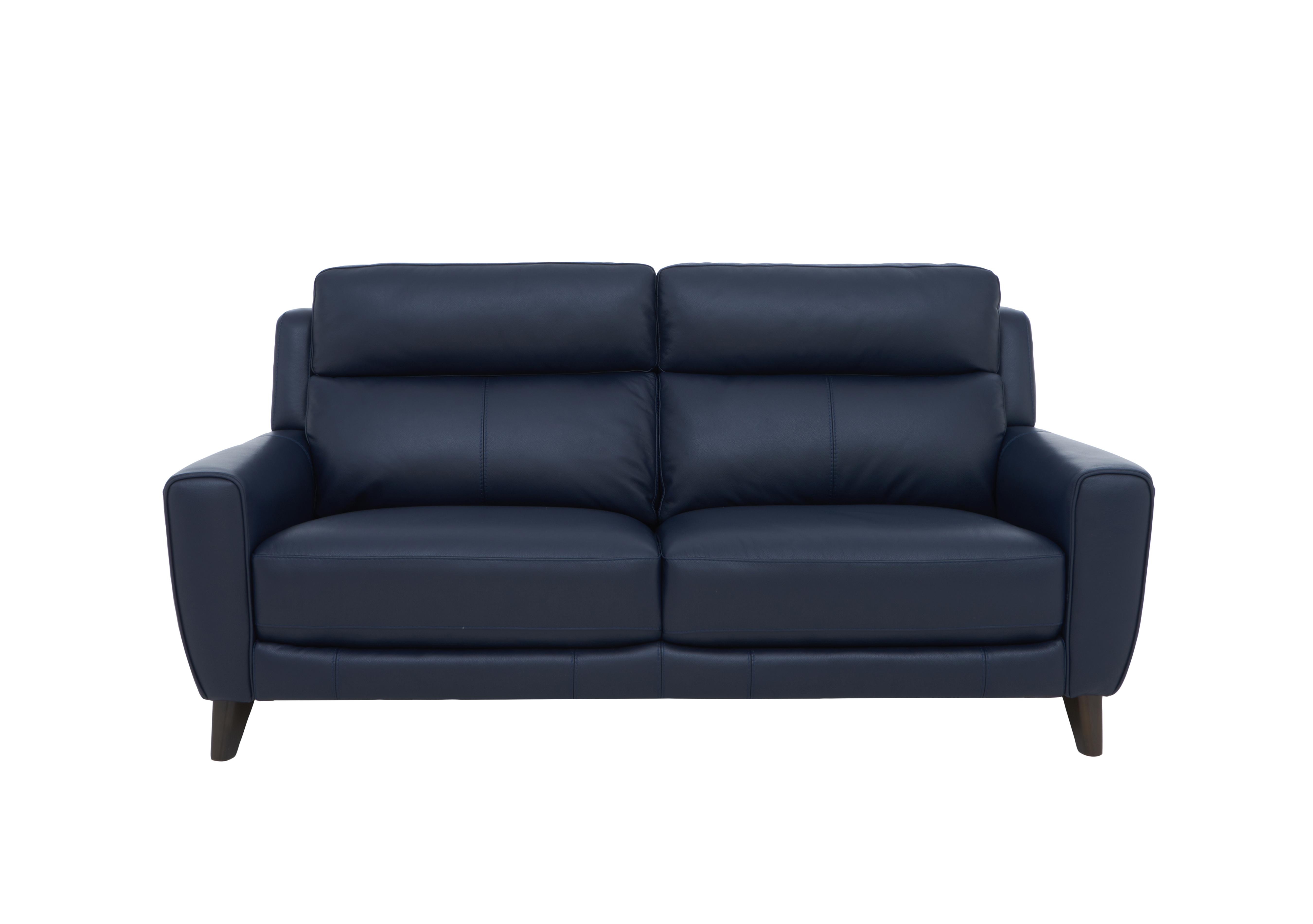 Zen 3 Seater Leather Sofa in Bx-036c Navy on Furniture Village