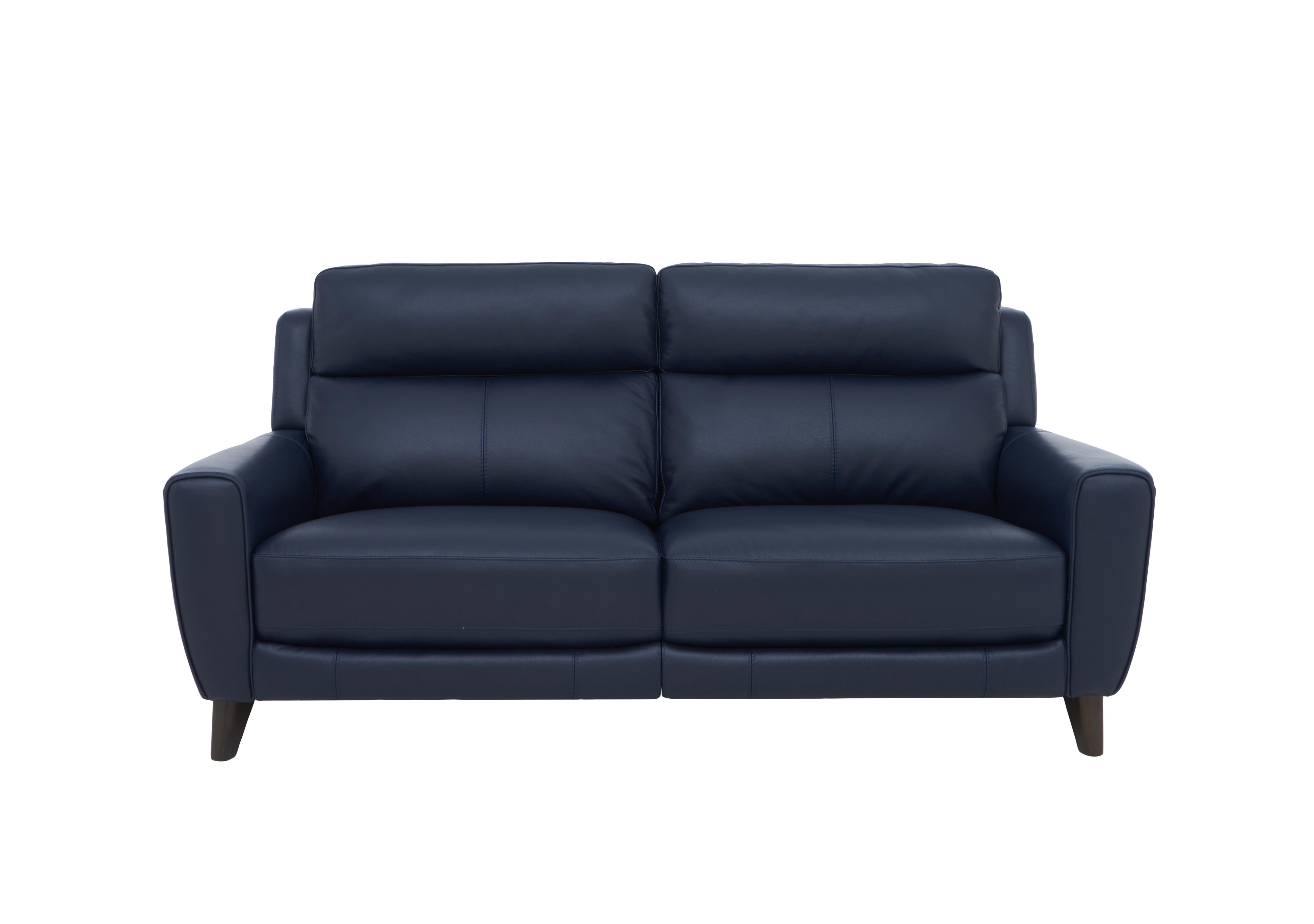 Zen 3 Seater Leather Sofa in Bx-036c Navy on Furniture Village