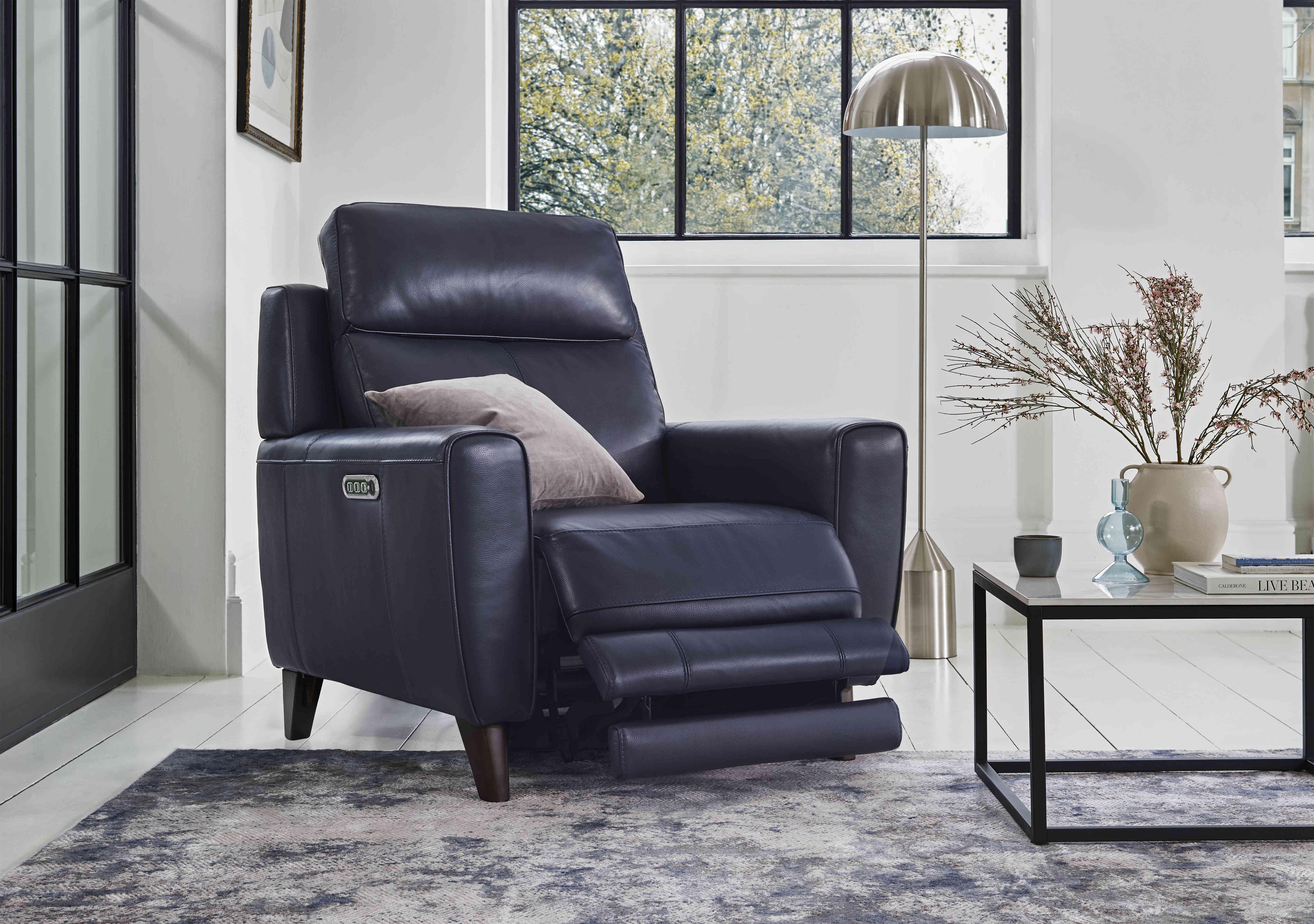 Zen Leather Power Recliner Chair with Power Headrest and Power Lumbar in  on Furniture Village