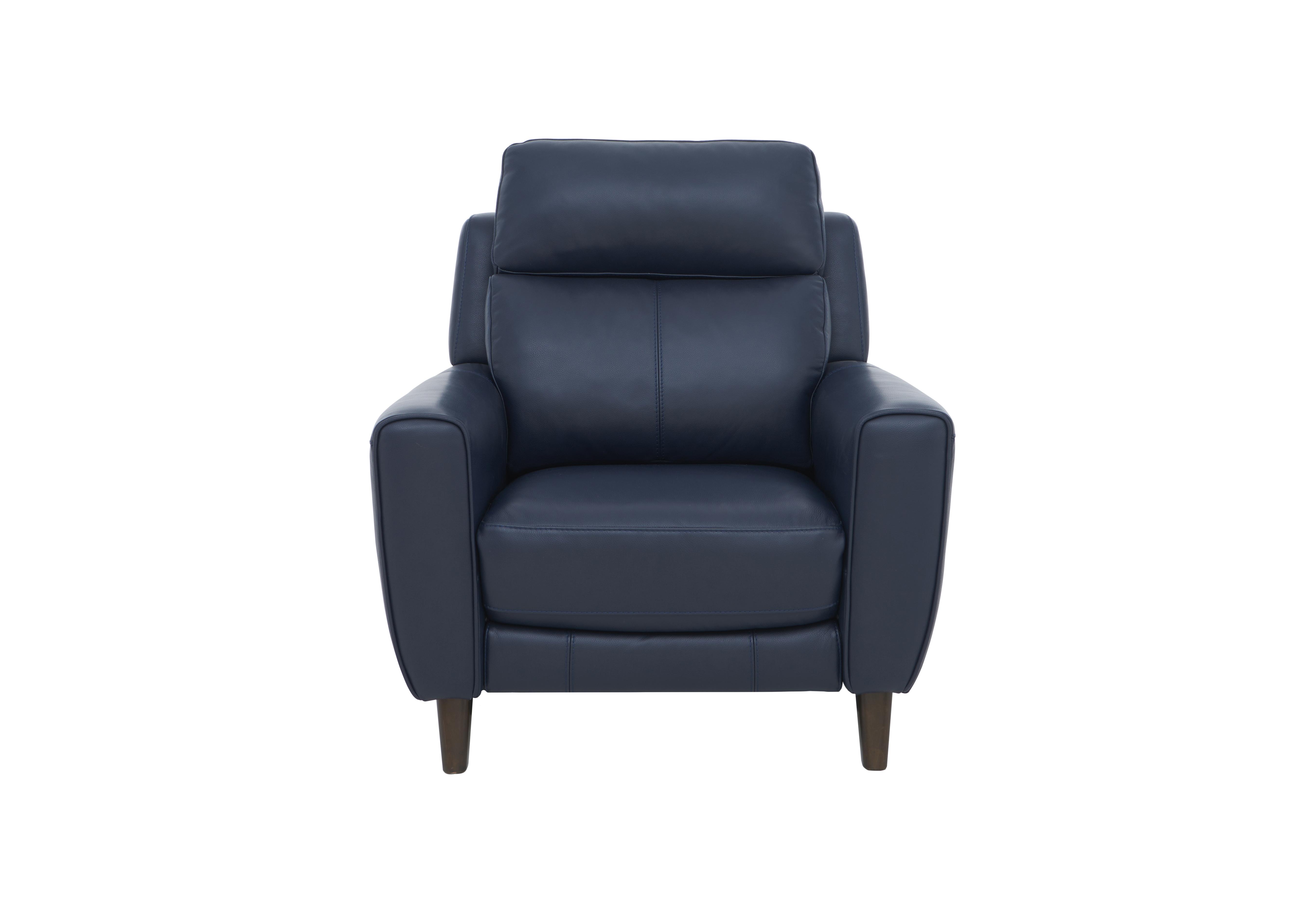 Zen Leather Power Recliner Chair with Power Headrest and Power Lumbar in Bx-036c Navy on Furniture Village