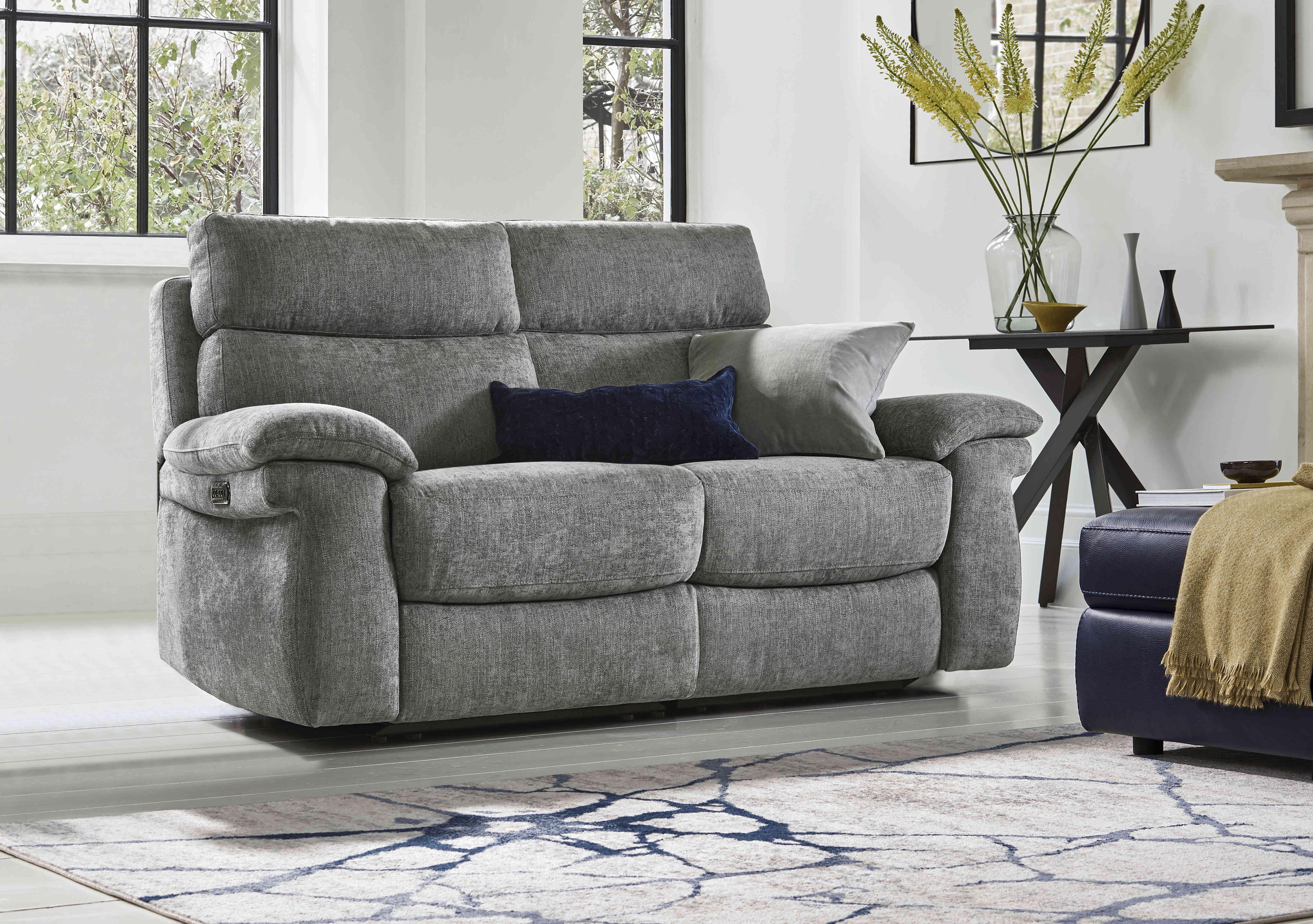 Serene 2 Seater Fabric Power Recliner Sofa with Power Headrests in  on Furniture Village