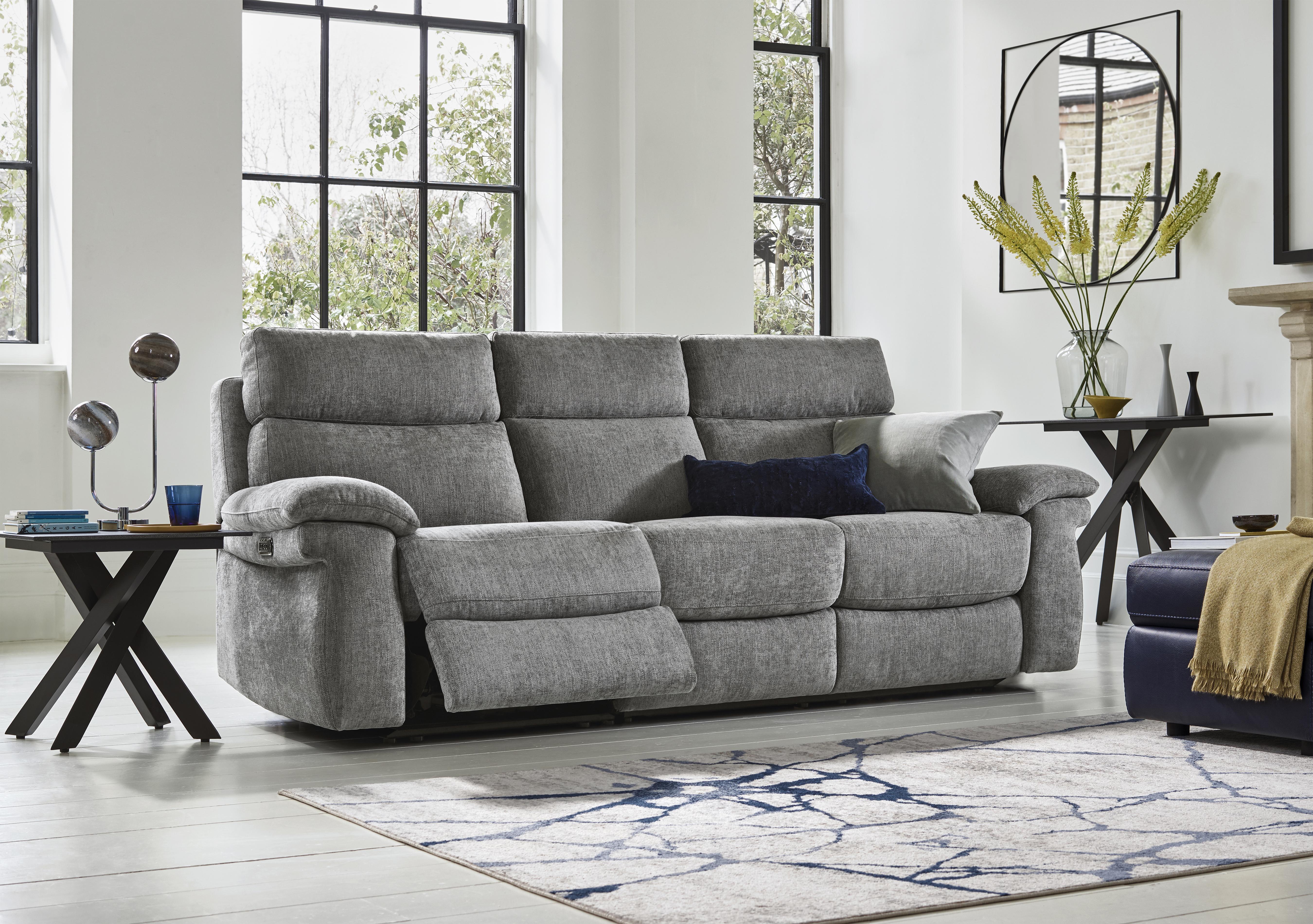 Serene 3 Seater Fabric Power Recliner Sofa with Power Headrests and Power Lumbar in  on Furniture Village