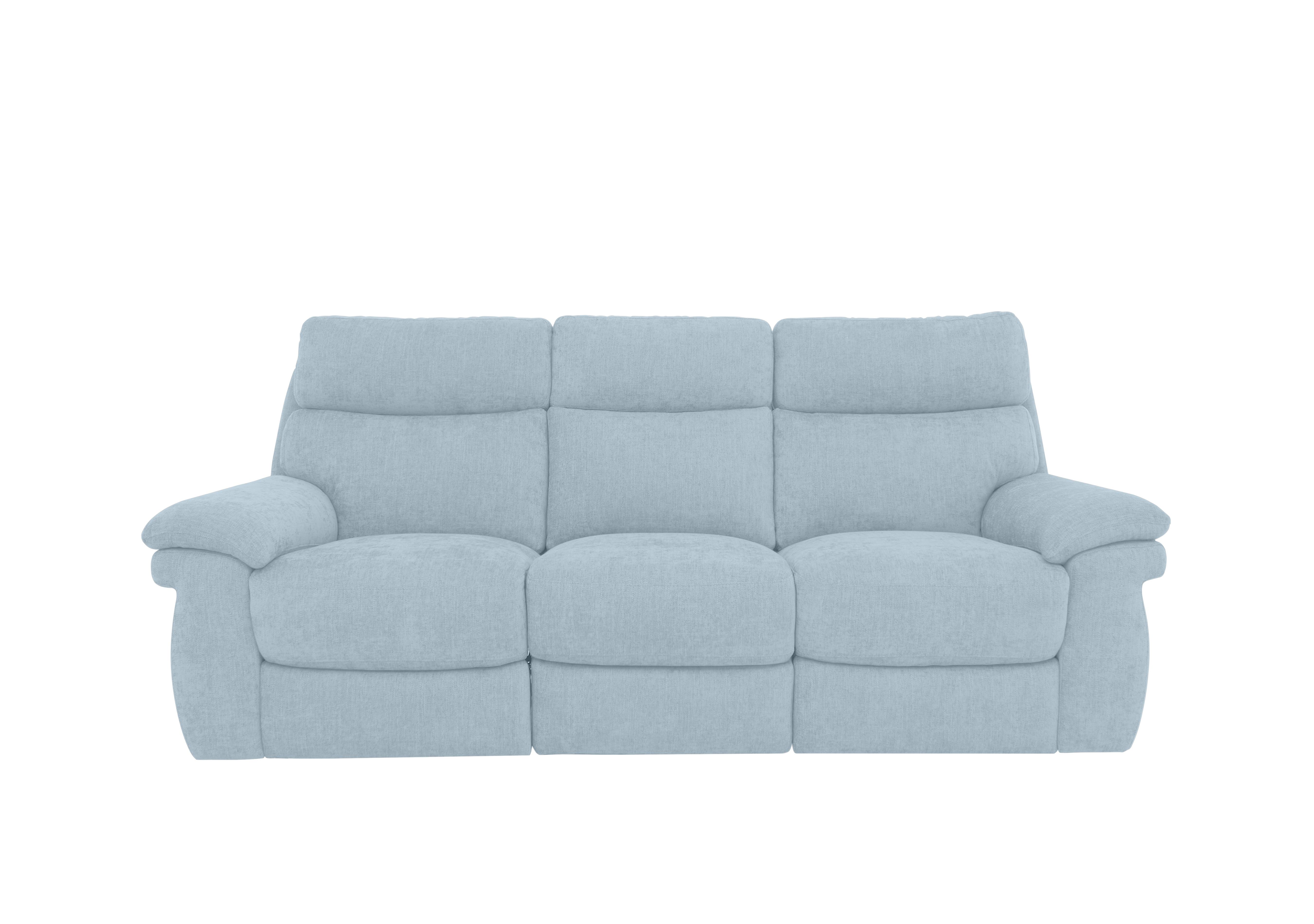 Serene 3 Seater Fabric Power Recliner Sofa with Power Headrests and Power Lumbar in Fab-Meo-R17 Baby Blue on Furniture Village