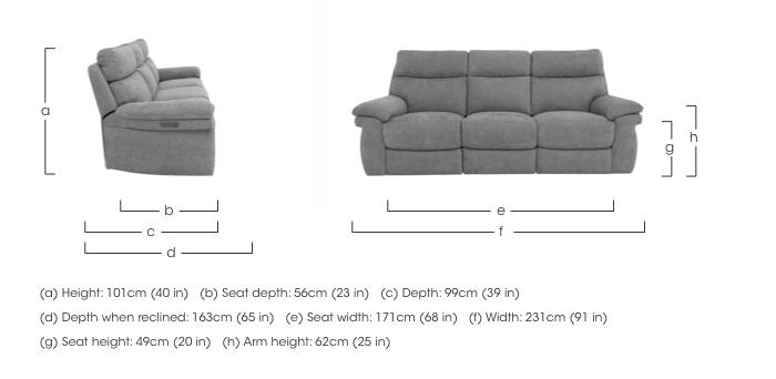 Serene 3 Seater Fabric Power Recliner Sofa with Drop Down Table in  on Furniture Village