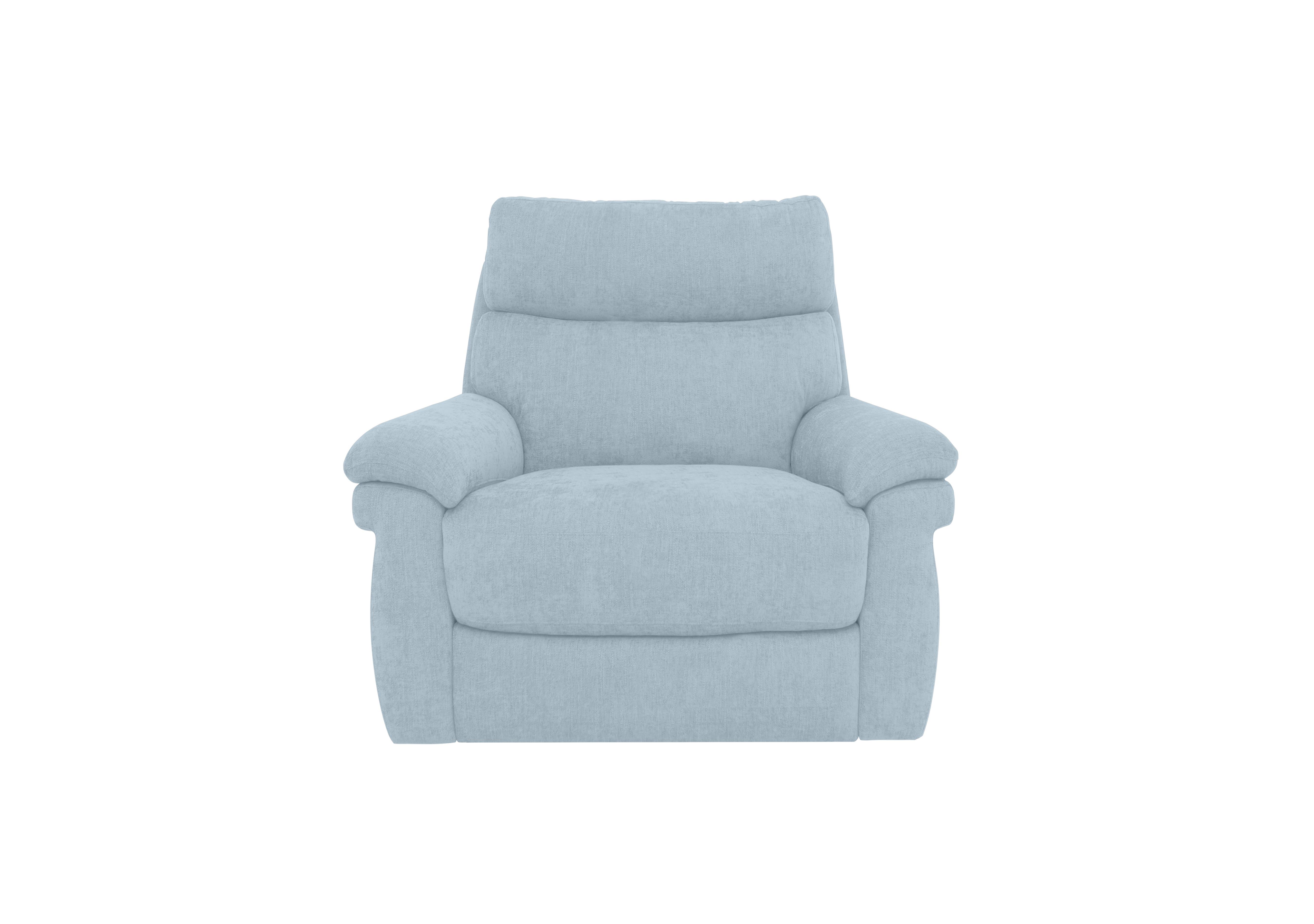 Serene Fabric Power Recliner Chair with Power Headrest and Power Lumbar in Fab-Meo-R17 Baby Blue on Furniture Village