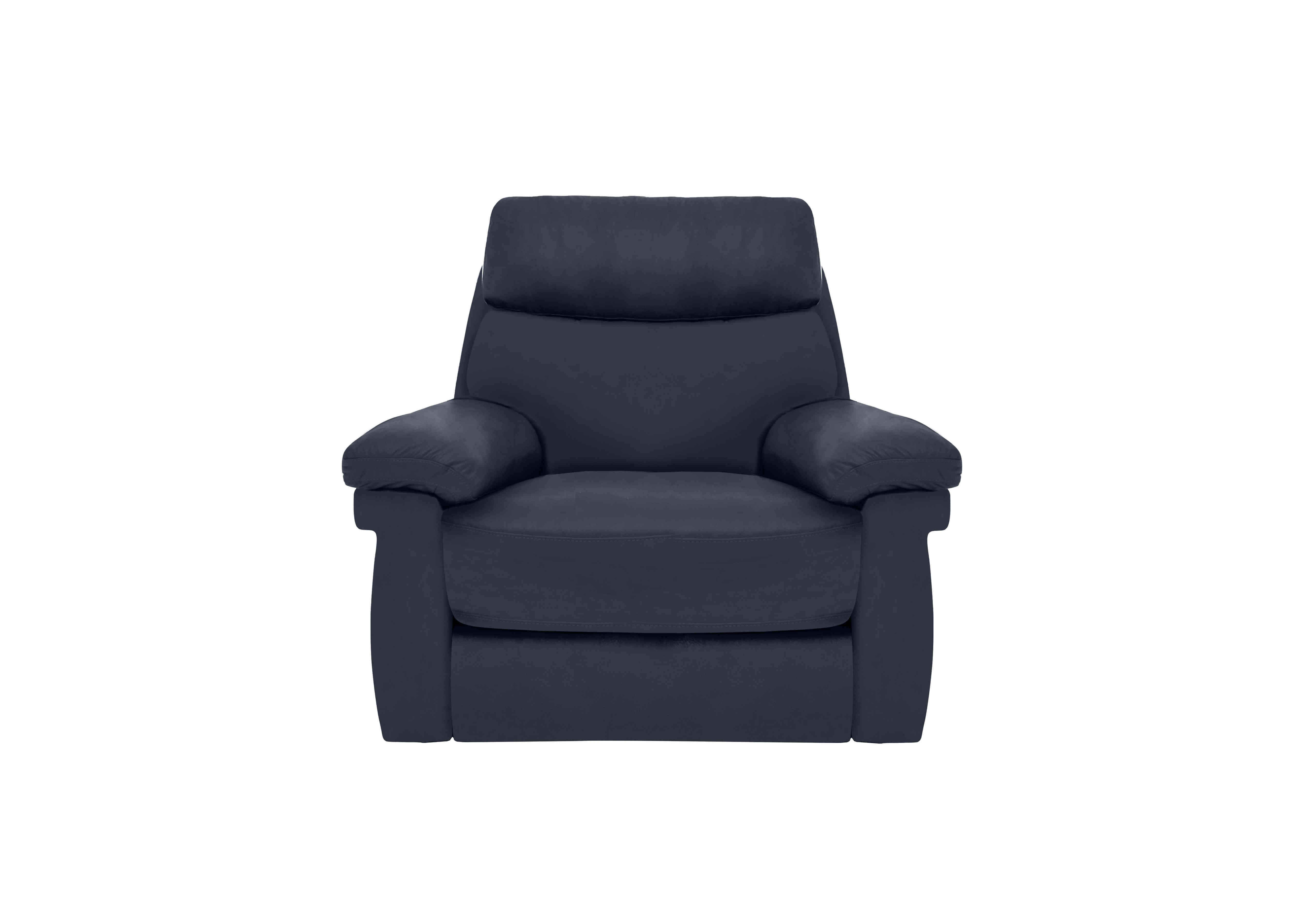 Serene Leather Power Recliner Chair with Power Headrest and Power Lumbar in Bx-036c Navy on Furniture Village
