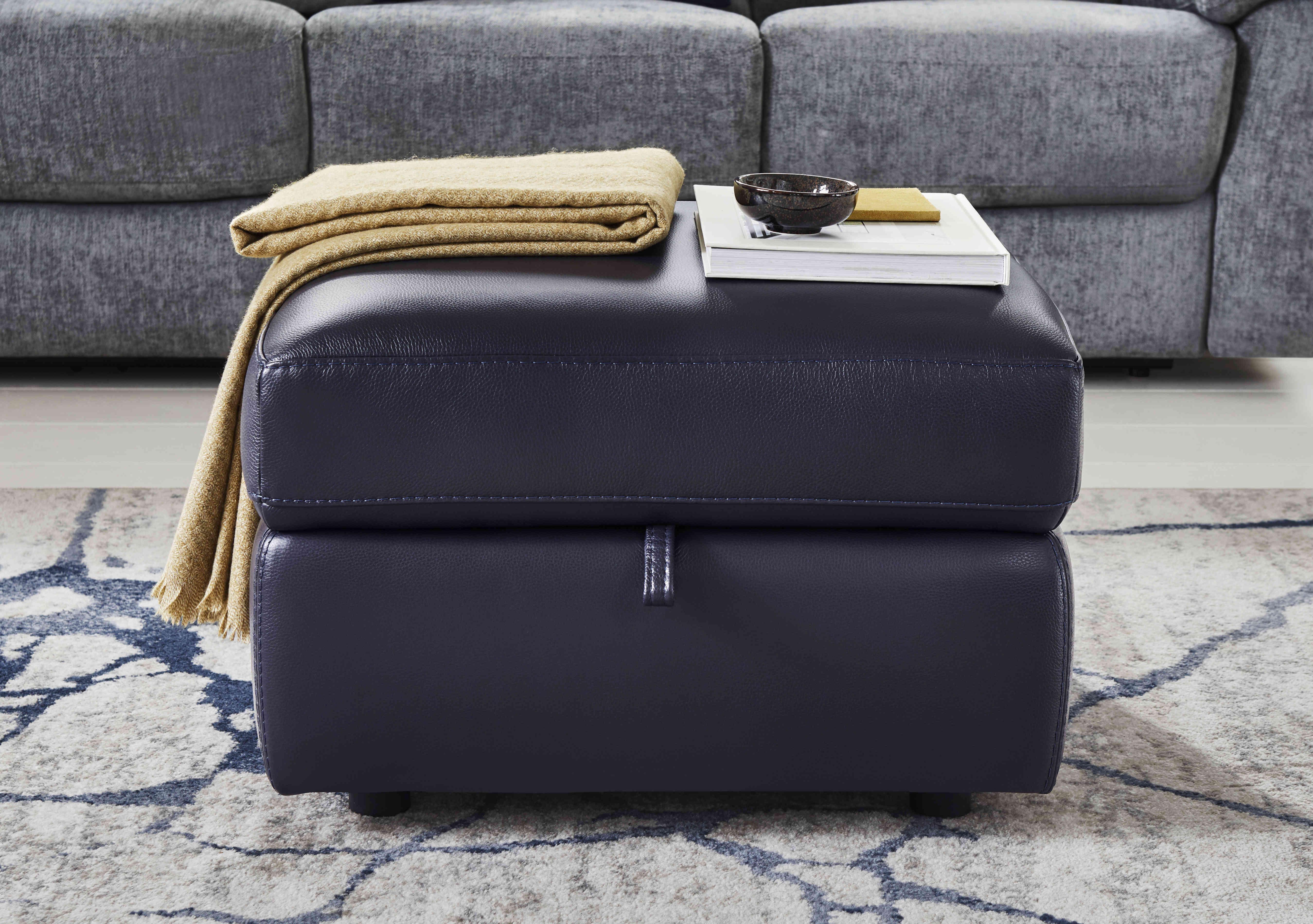 Leather Storage Footstool in  on Furniture Village