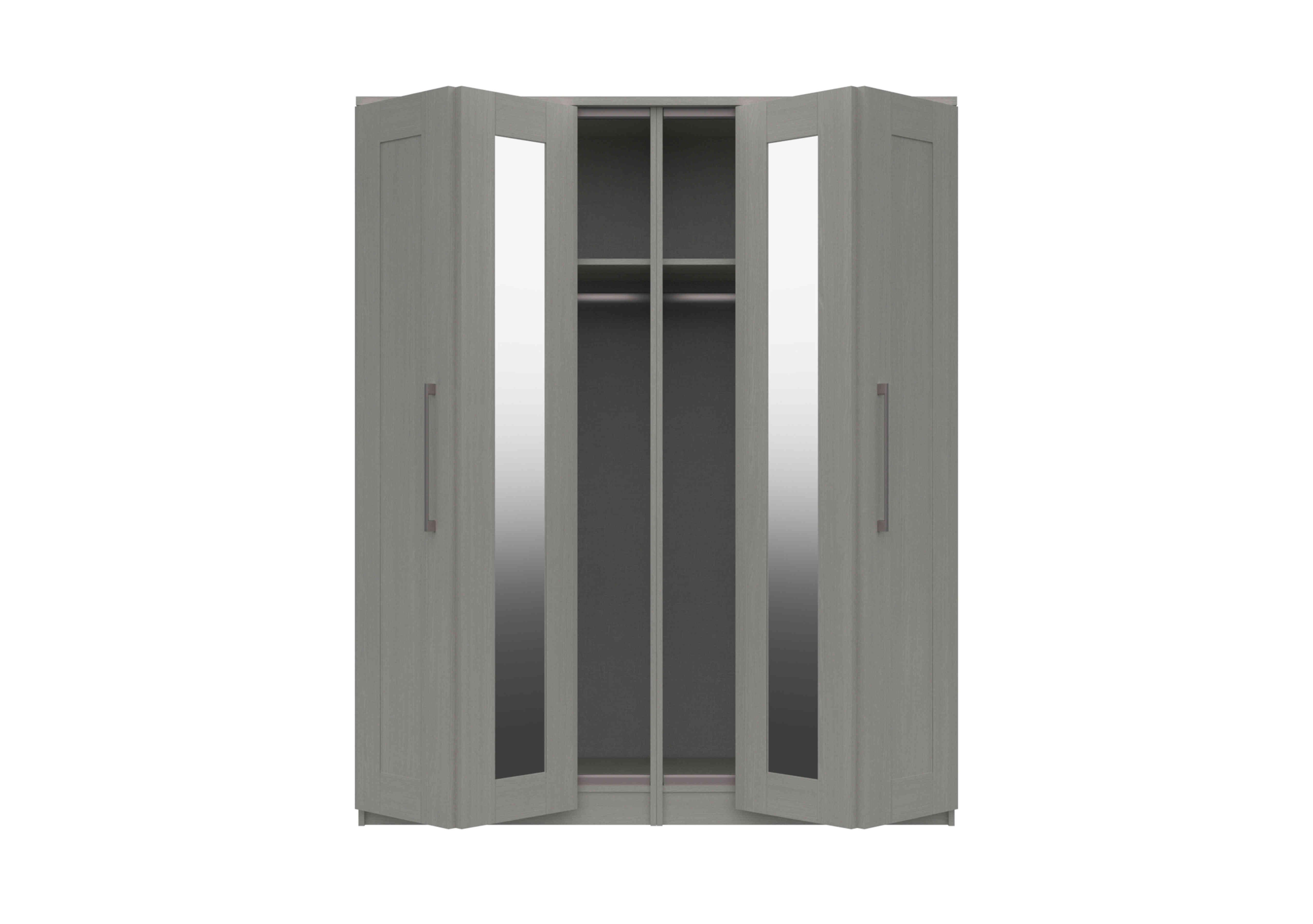 Fenchurch 4 Door Bifold Wardrobe with Mirrors in Light Grey on Furniture Village