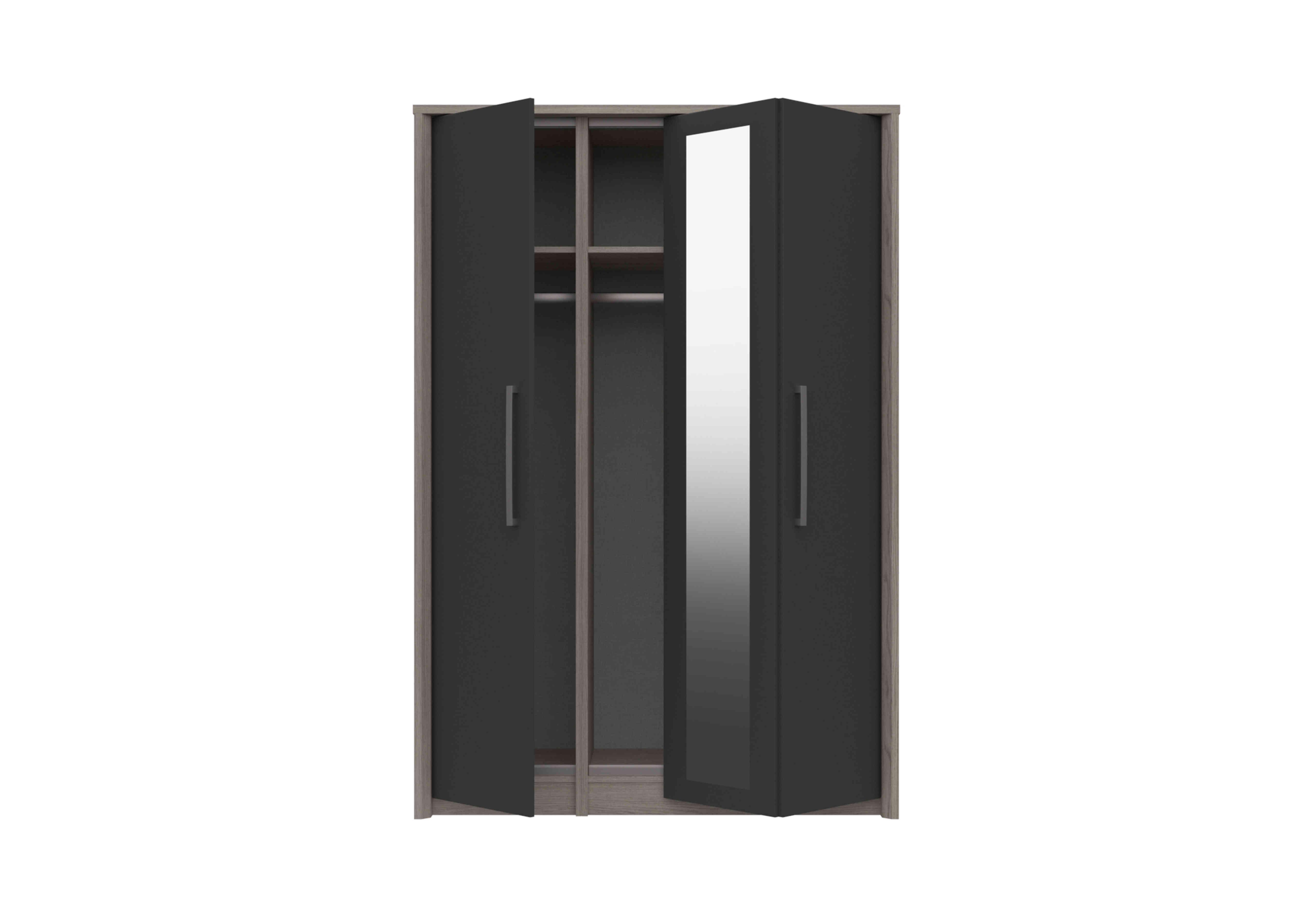 Euston 3 Door Bifold Wardrobe with Mirror in Grey Oak / Graphite Gloss on Furniture Village