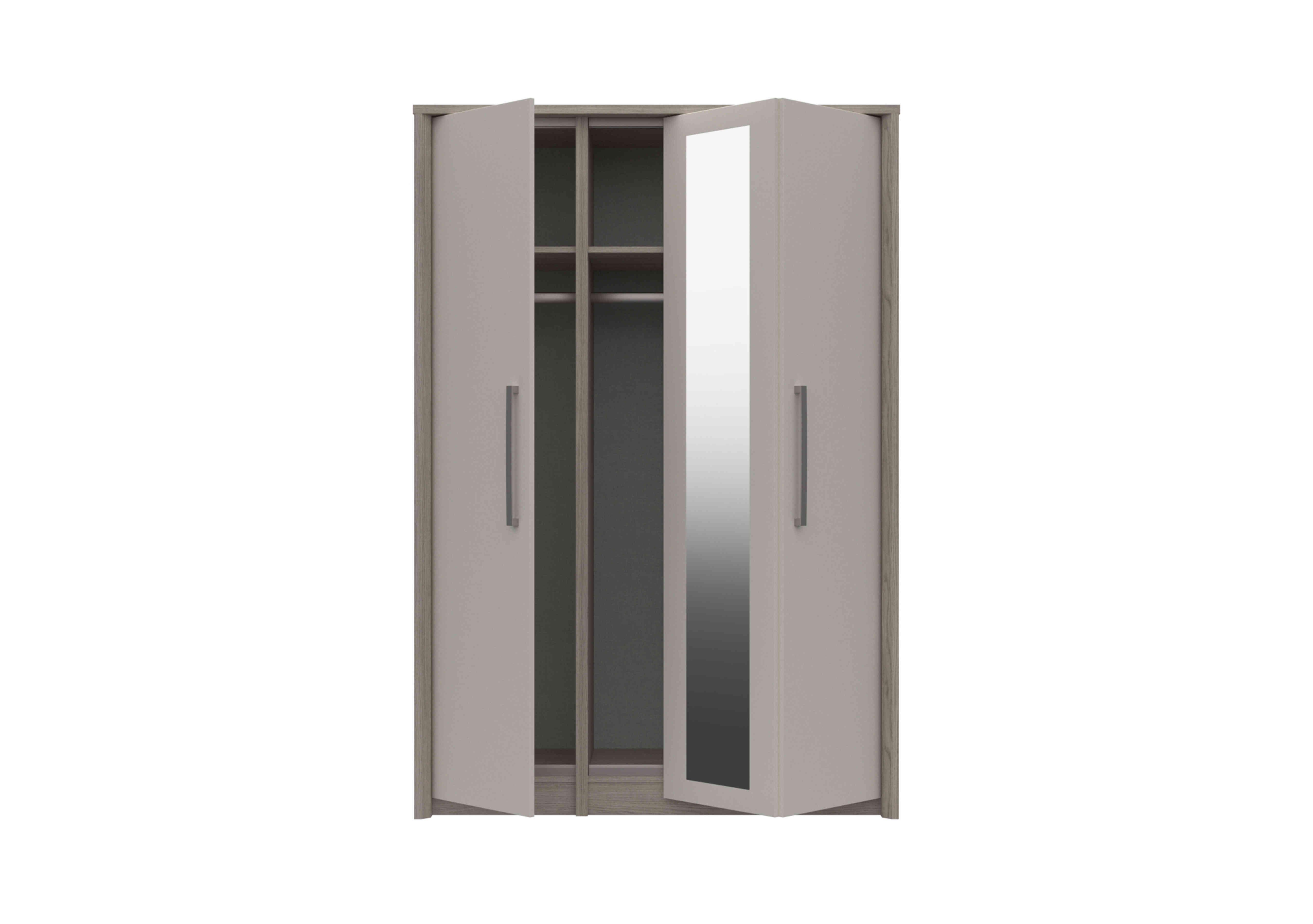 Euston 3 Door Bifold Wardrobe with Mirror in Grey Oak / White Grey Gloss on Furniture Village