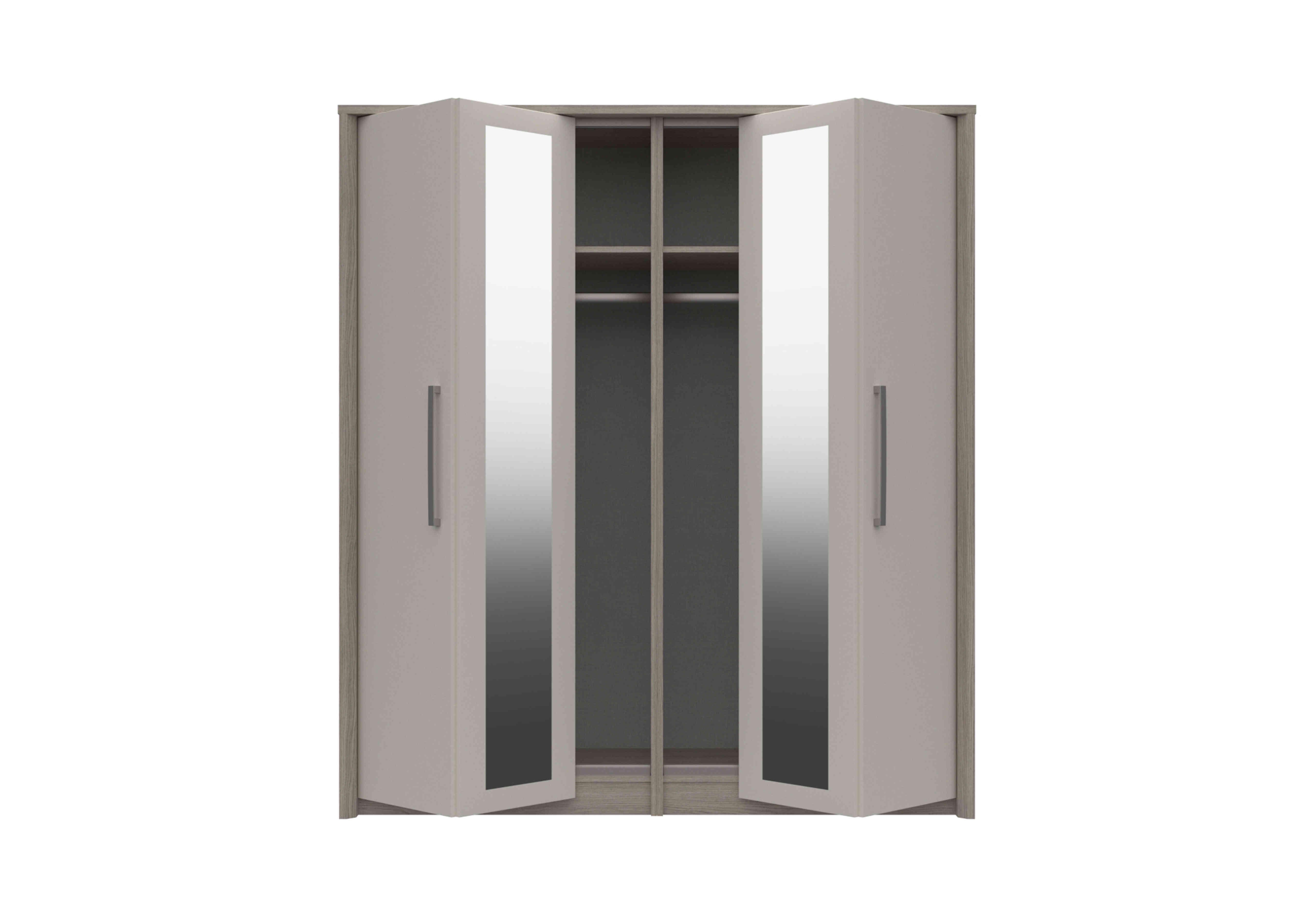 Euston 4 Door Bifold Wardrobe with Mirrors in Grey Oak / White Grey Gloss on Furniture Village