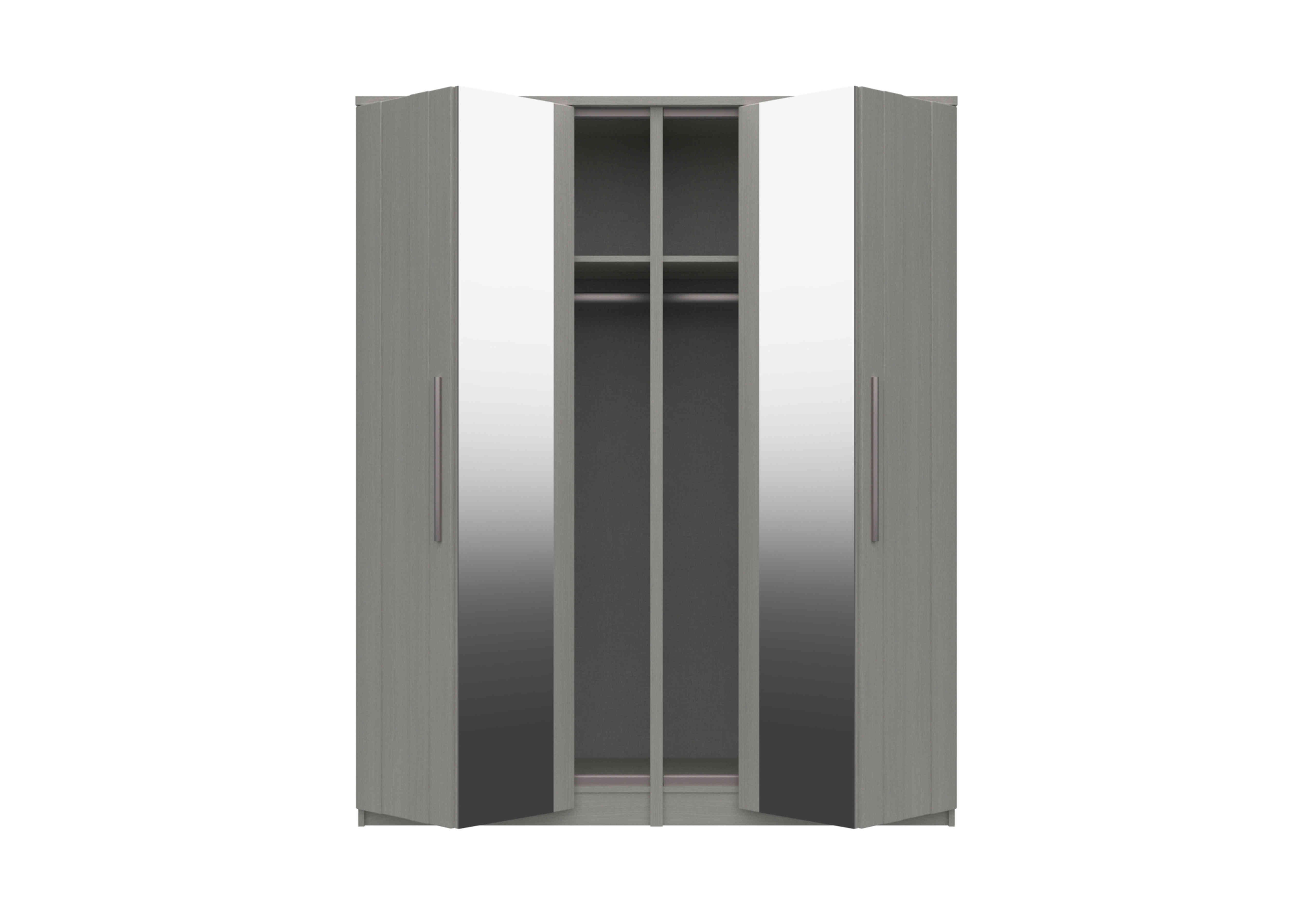 Victoria 4 Door Bifold Wardrobe with Mirrors in Light Grey on Furniture Village