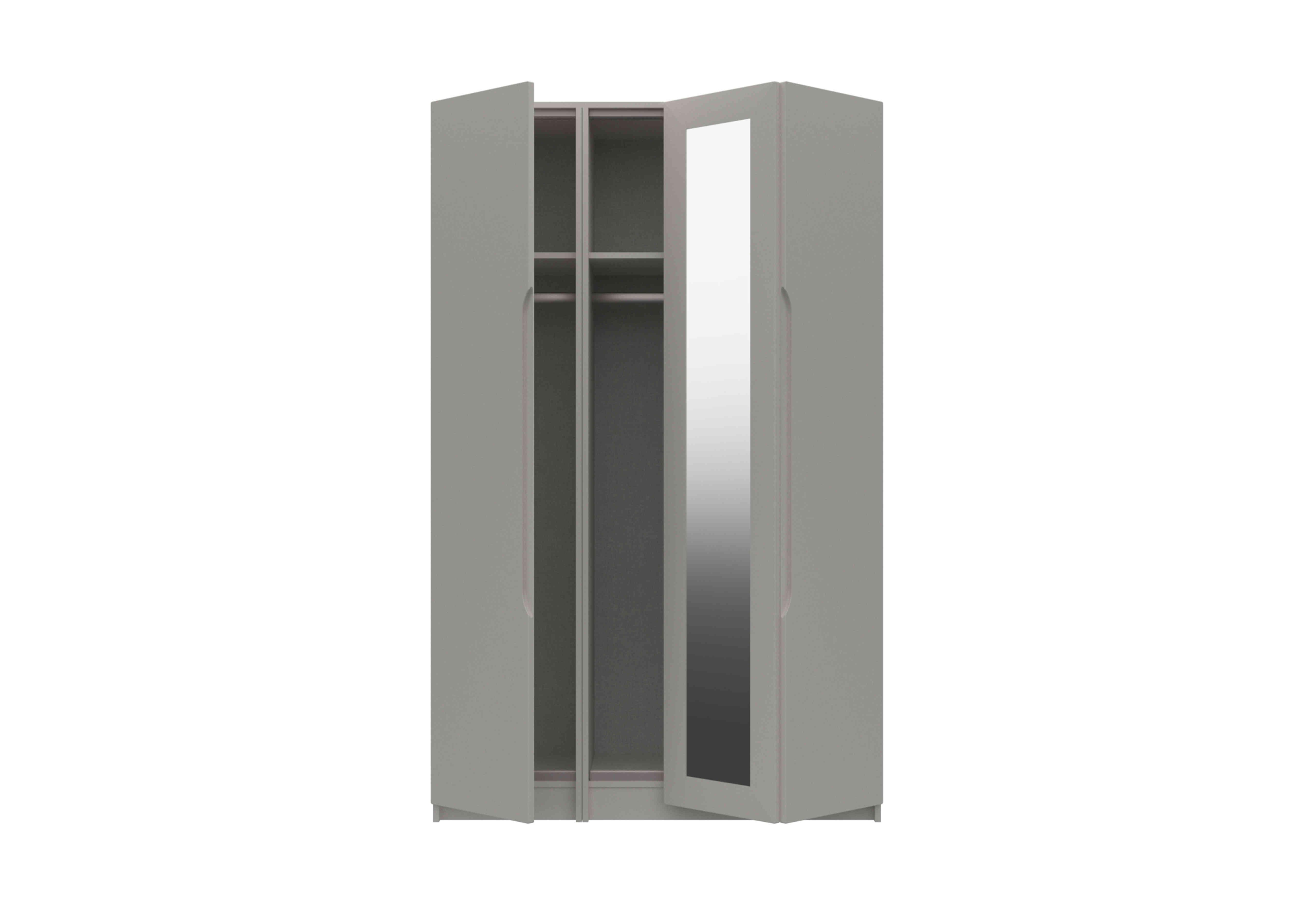 St Pancras 3 Door Bifold Wardrobe with Mirror in Light Grey Gloss on Furniture Village