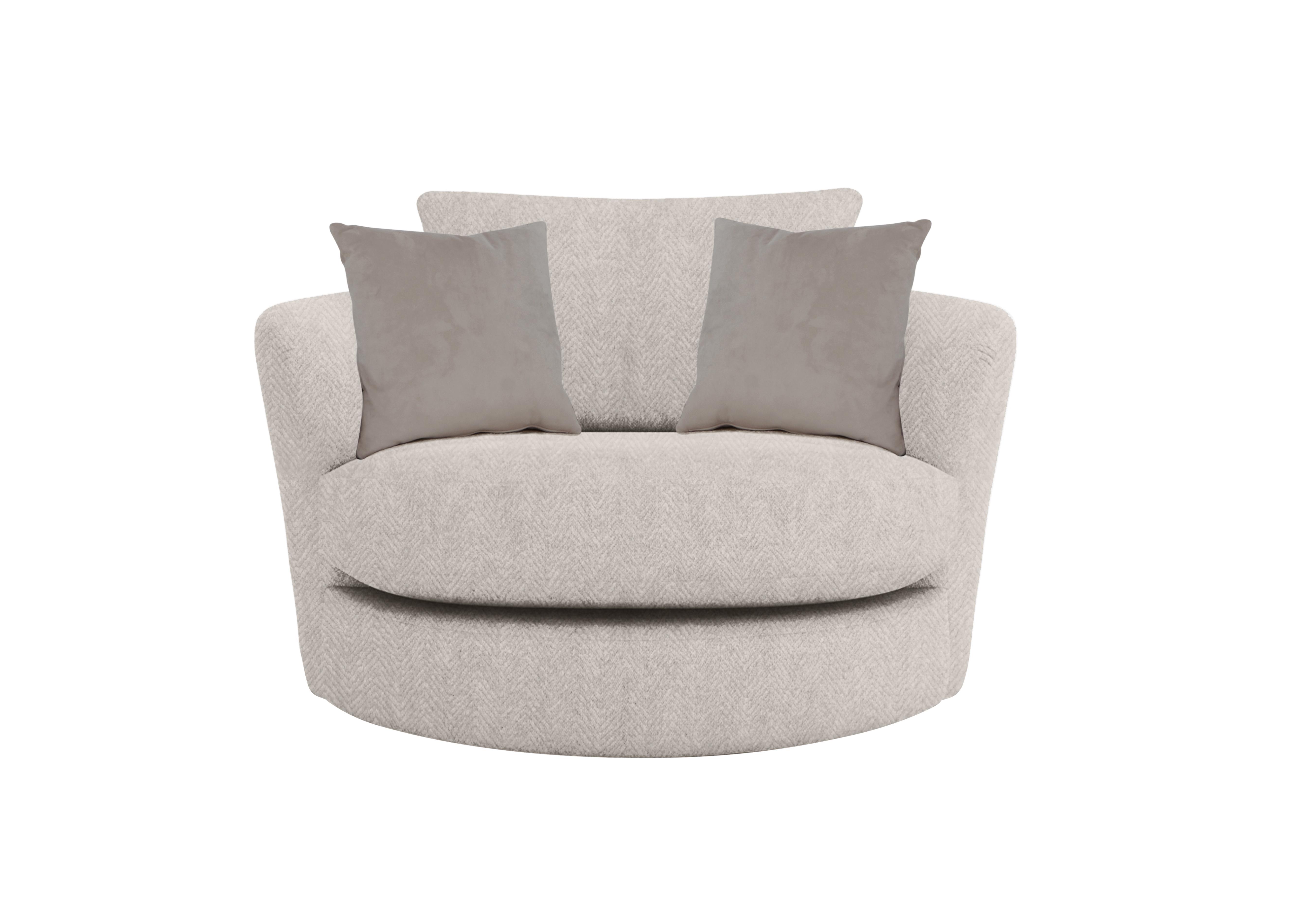 Pandora Large Swivel Chair in Chevron Mink on Furniture Village