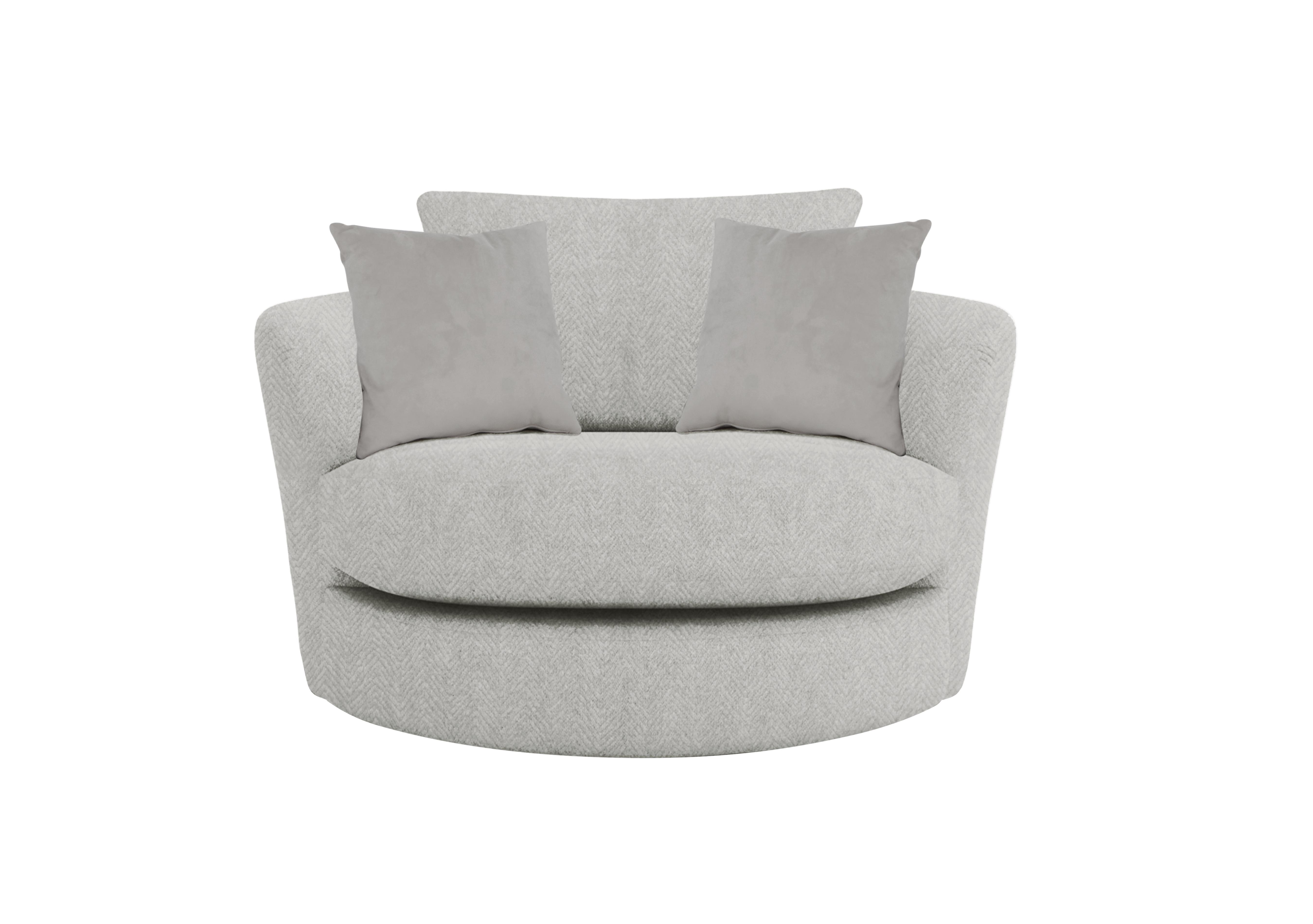 Pandora Large Swivel Chair in Chevron Silver on Furniture Village