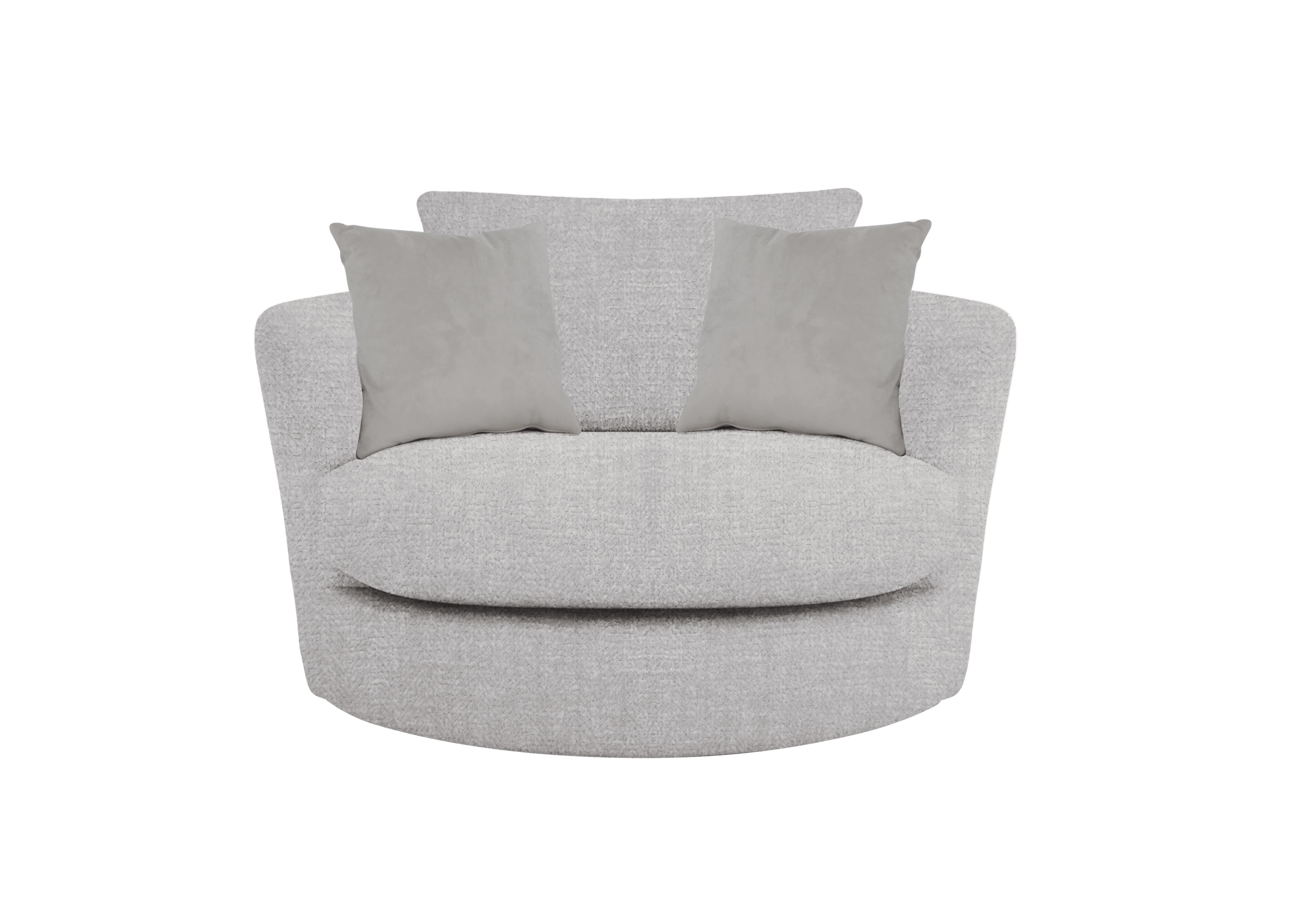 Pandora Large Swivel Chair in Plain Silver on Furniture Village