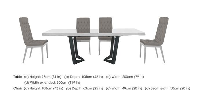 Palazzo 200cm Extending Dining Table in Glossy White with 4 Capitonne Buttoned Dining Chairs in  on Furniture Village