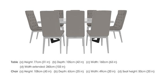 Palazzo 160cm Extending Dining Table in Glossy White with 8 Capitonne Buttoned Dining Chairs in  on Furniture Village