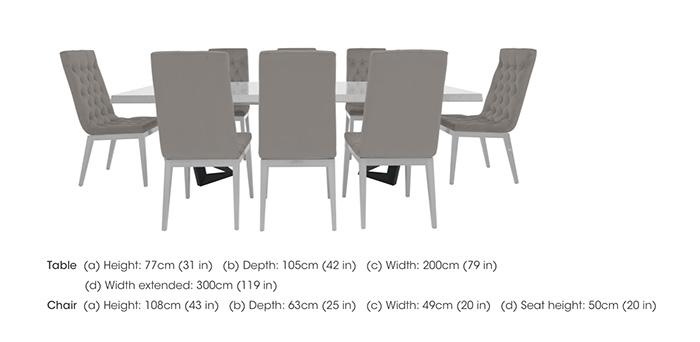 Palazzo 200cm Extending Dining Table in Glossy White with 8 Capitonne Buttoned Dining Chairs in  on Furniture Village