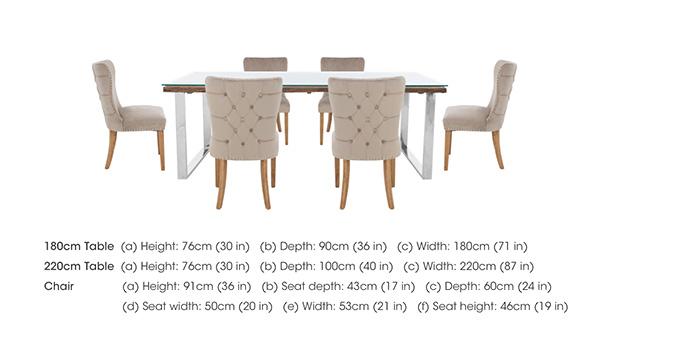 Chennai Dining Table with U-Leg Base and 6 Luxe Dining Chairs in  on Furniture Village