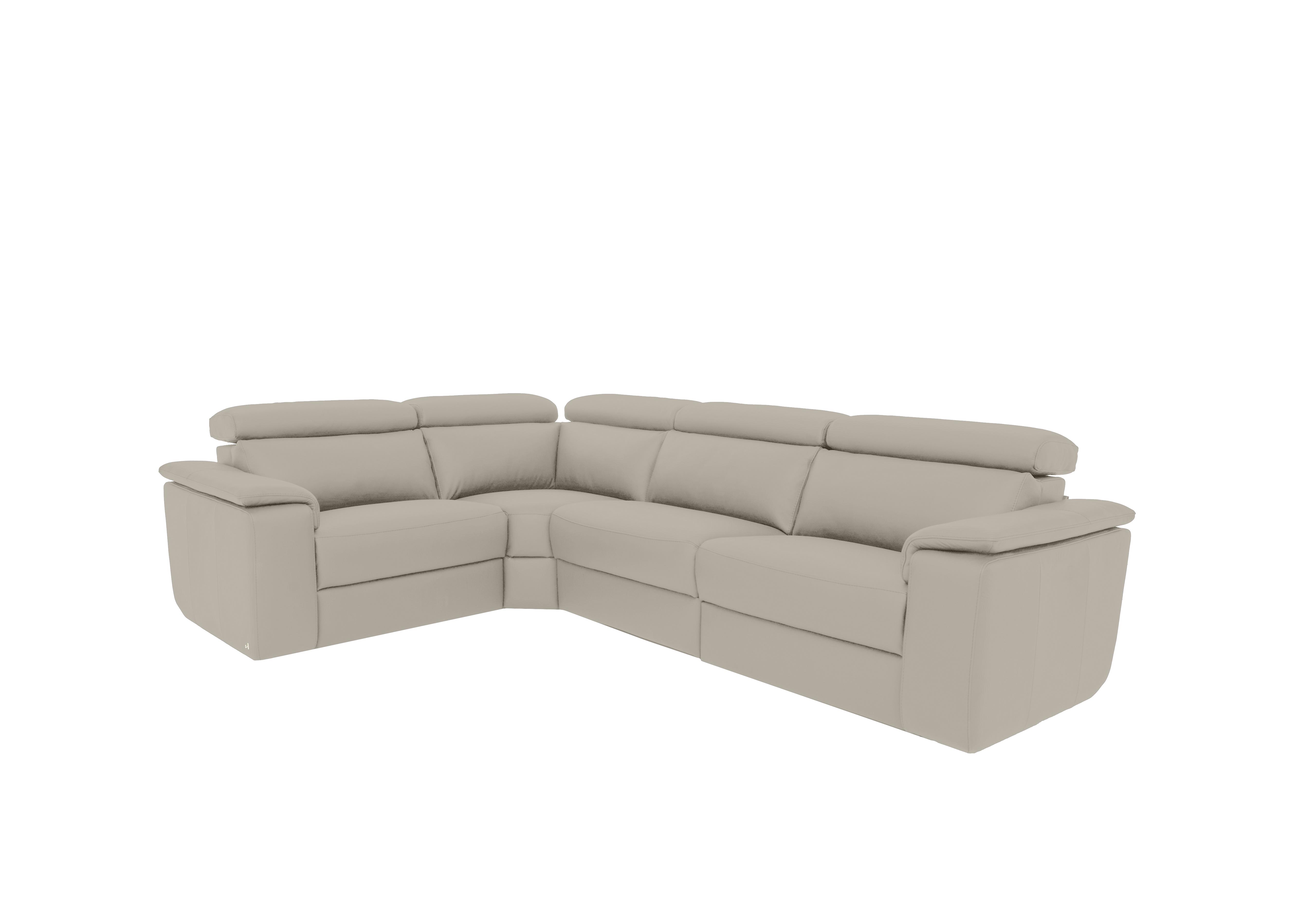 Davide Small Leather Corner Sofa in 328 Torello Tortora on Furniture Village