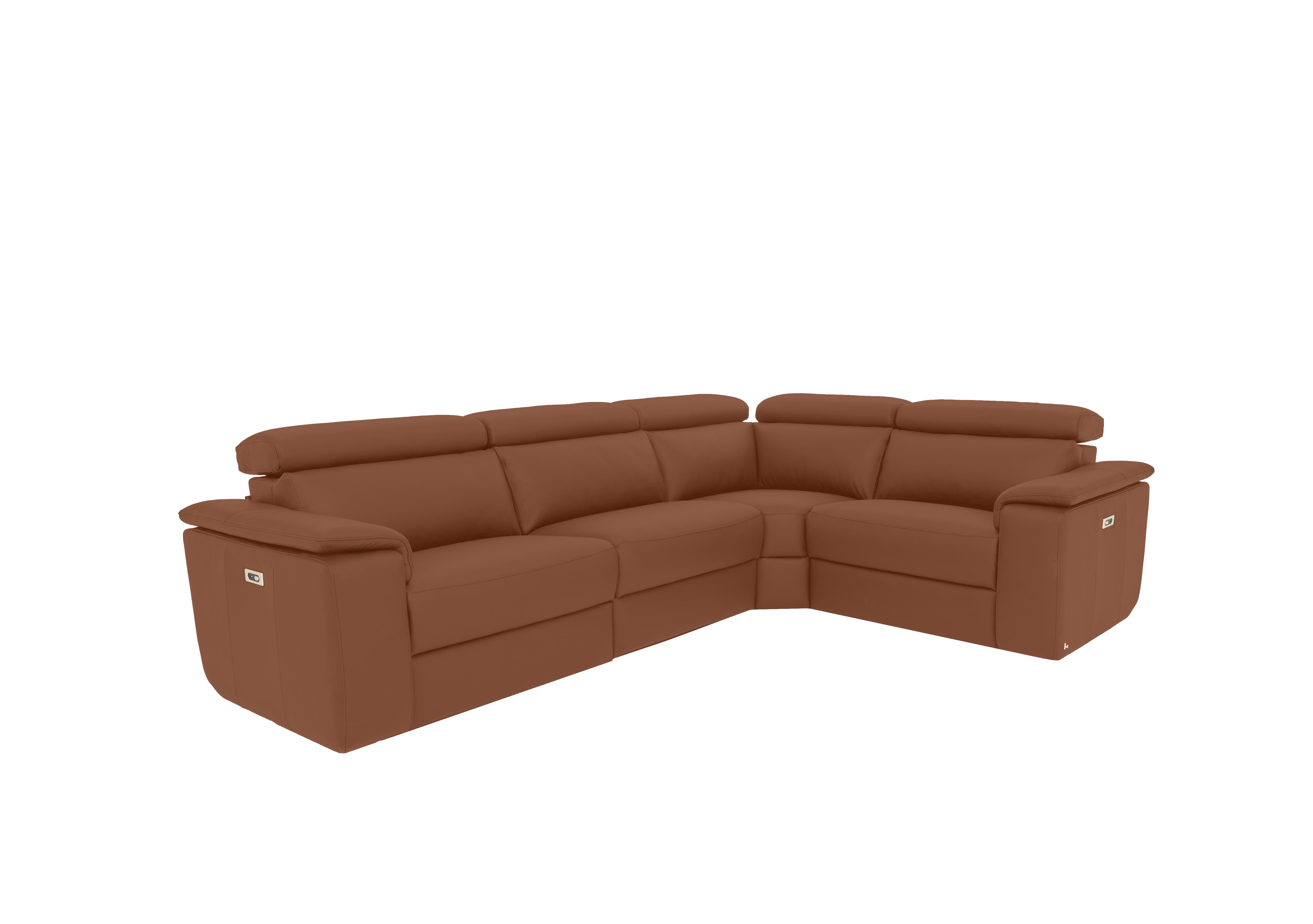 Davide Small Leather Corner Sofa in 363 Torello Cognac on Furniture Village