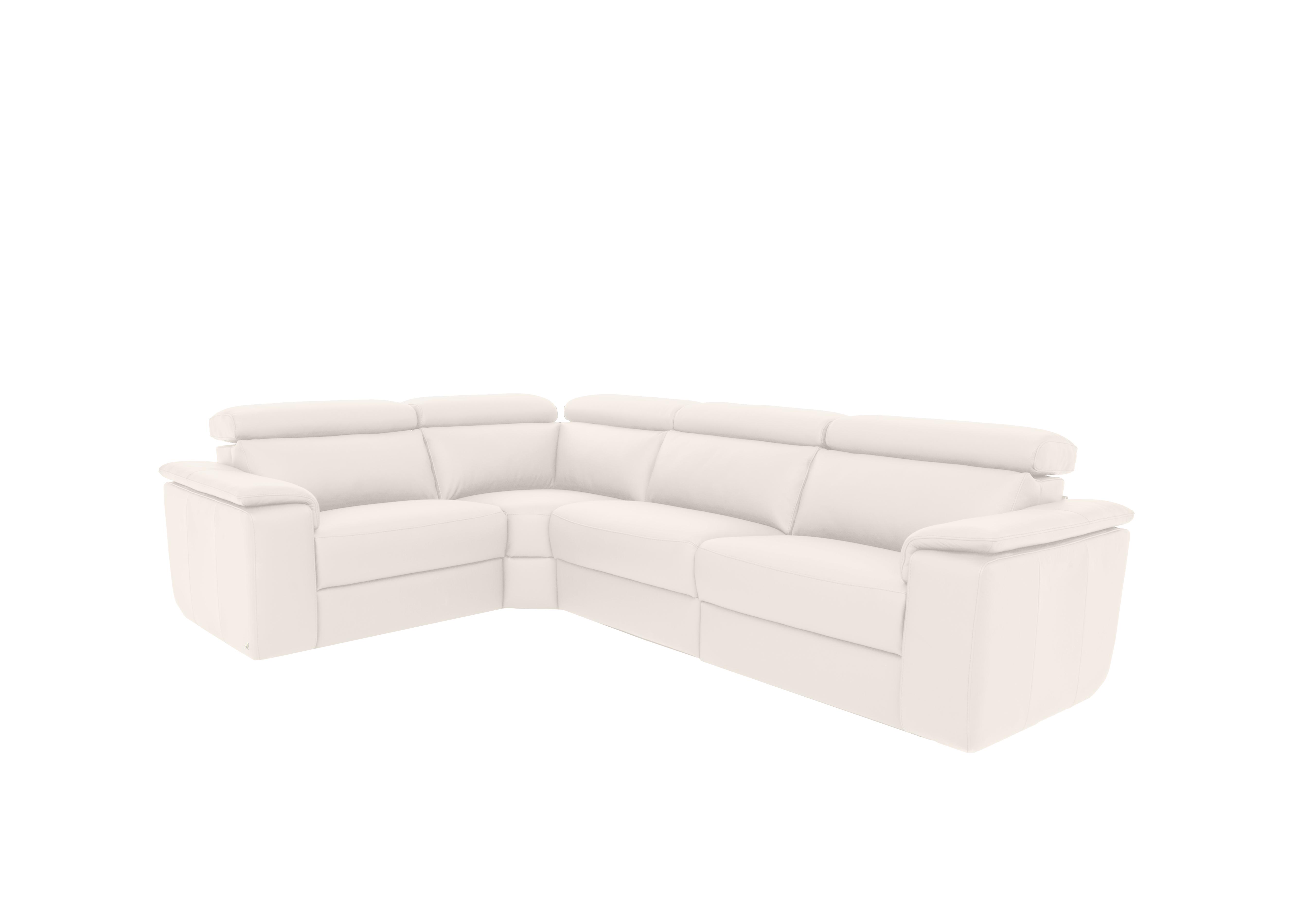 Davide Small Leather Corner Sofa in 370 Torello Bianco Puro on Furniture Village