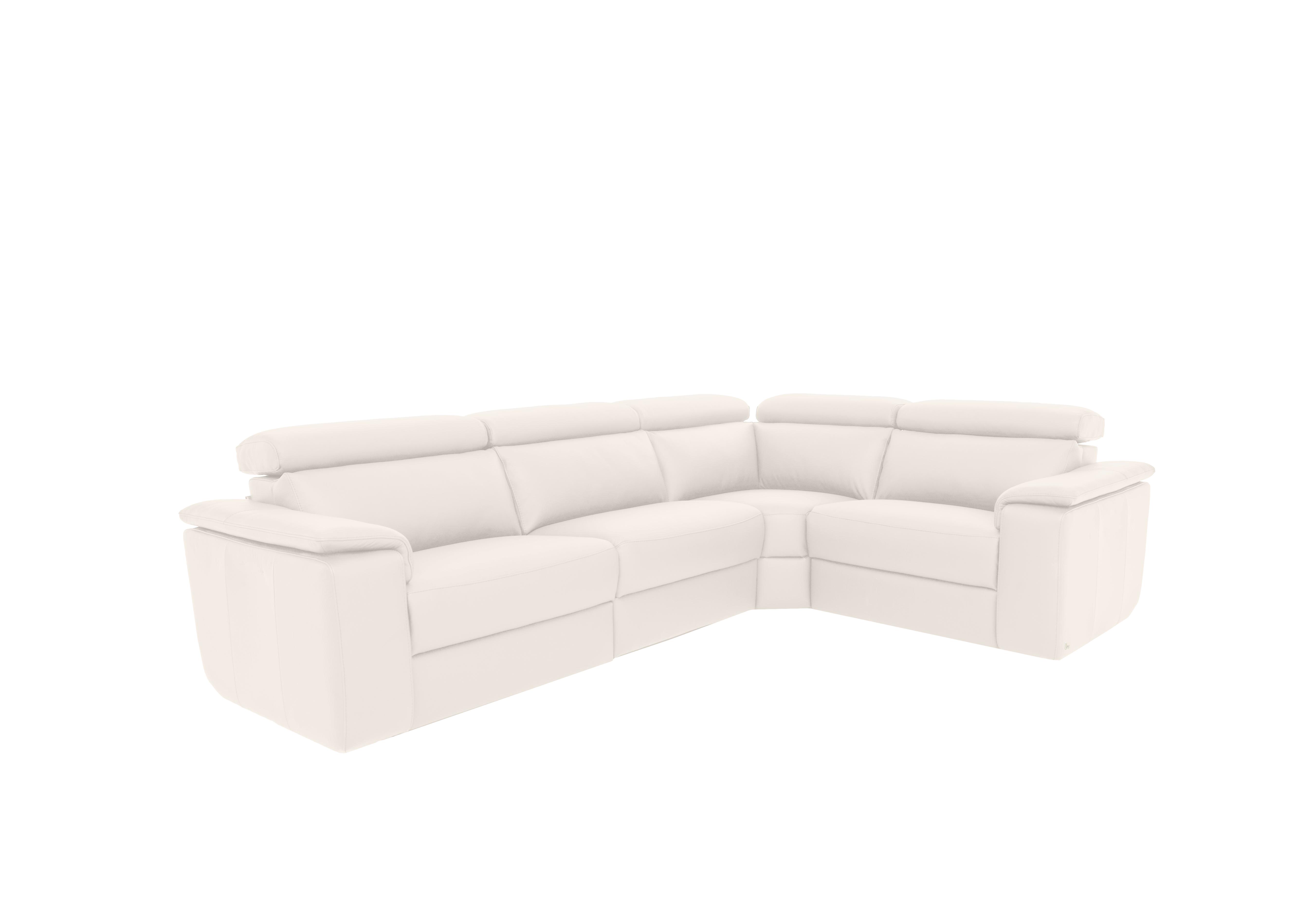 Davide Small Leather Corner Sofa in 370 Torello Bianco Puro on Furniture Village