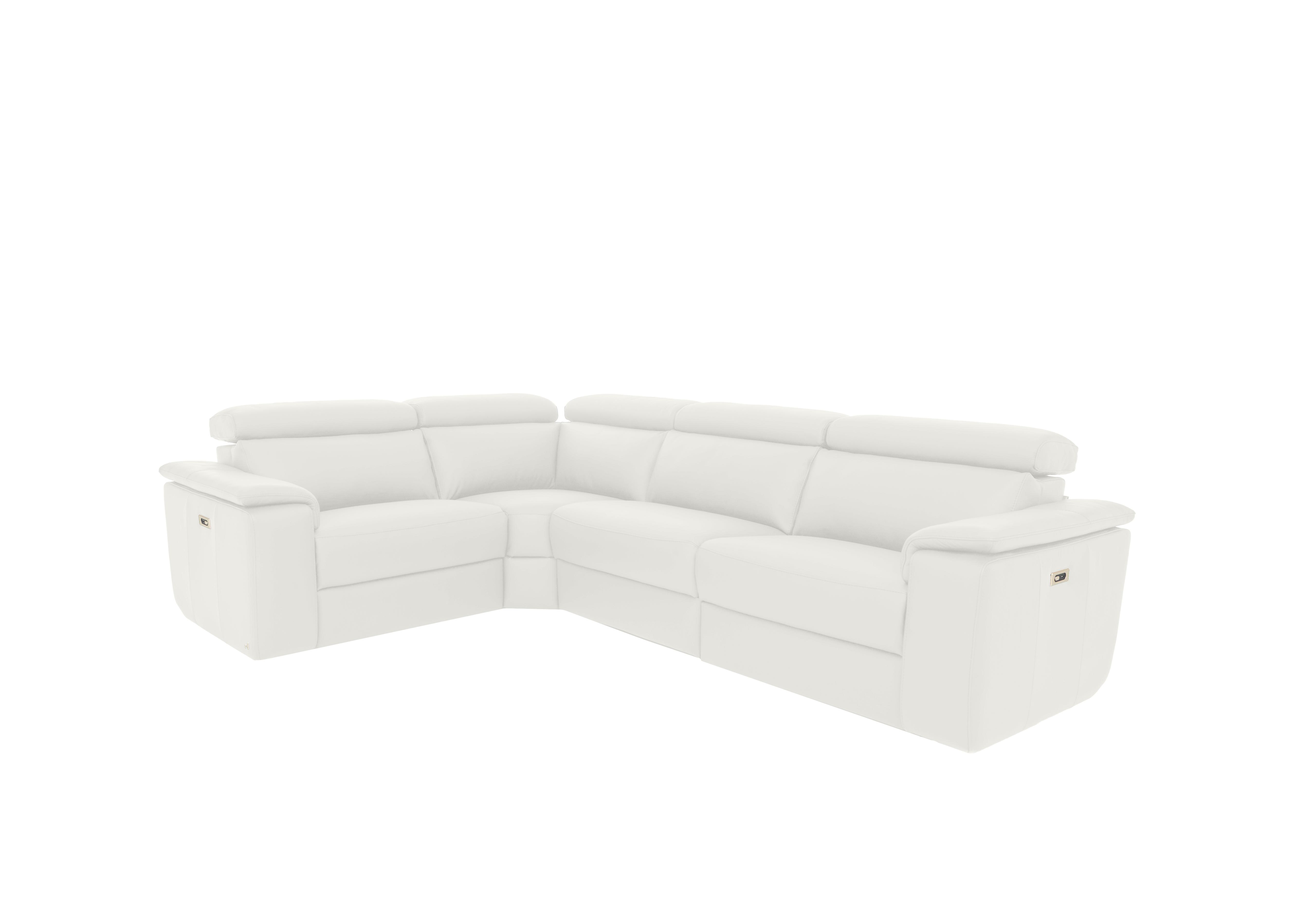 Davide Small Leather Corner Sofa in 370 Torello Bianco Puro on Furniture Village