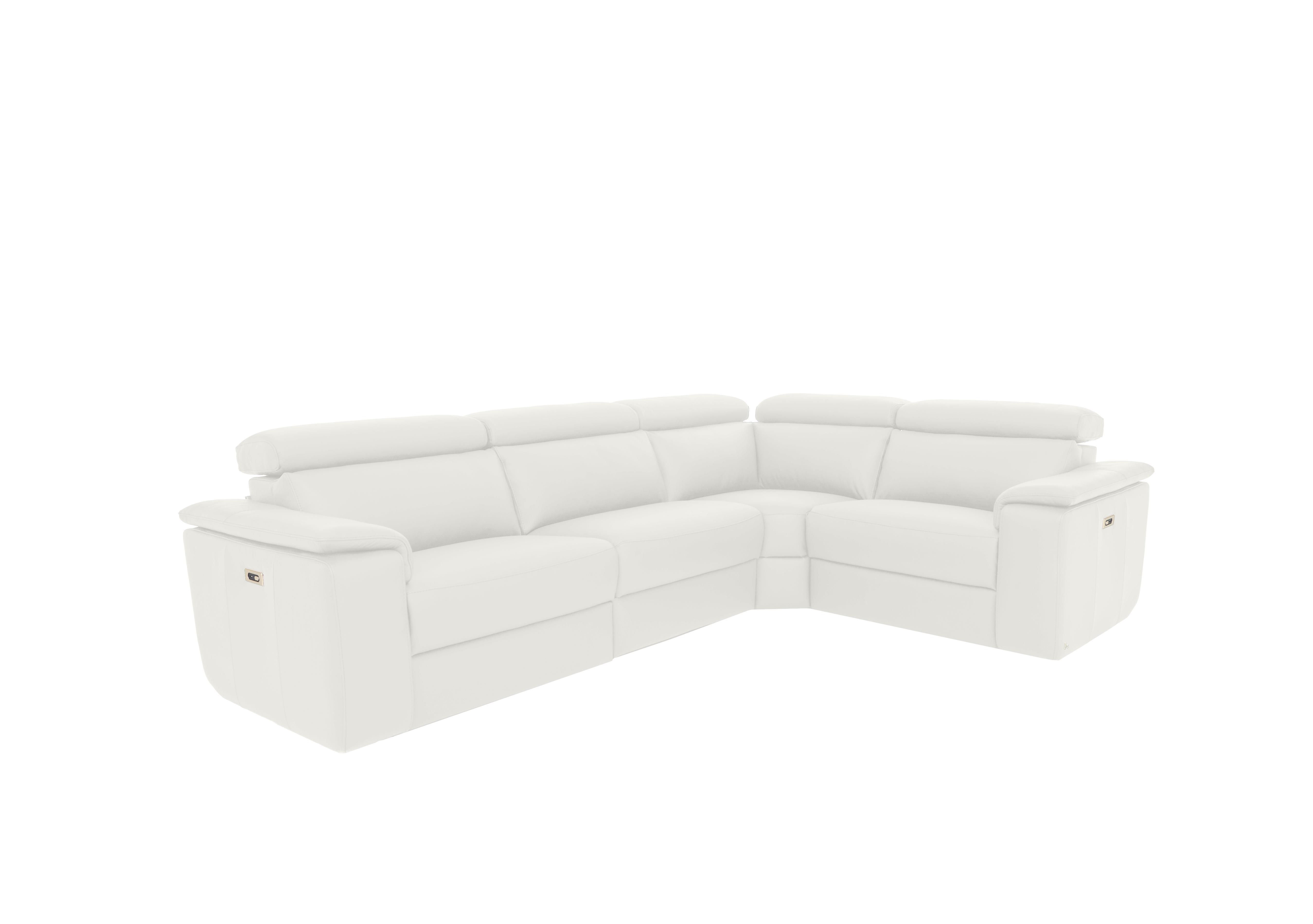 Davide Small Leather Corner Sofa in 370 Torello Bianco Puro on Furniture Village