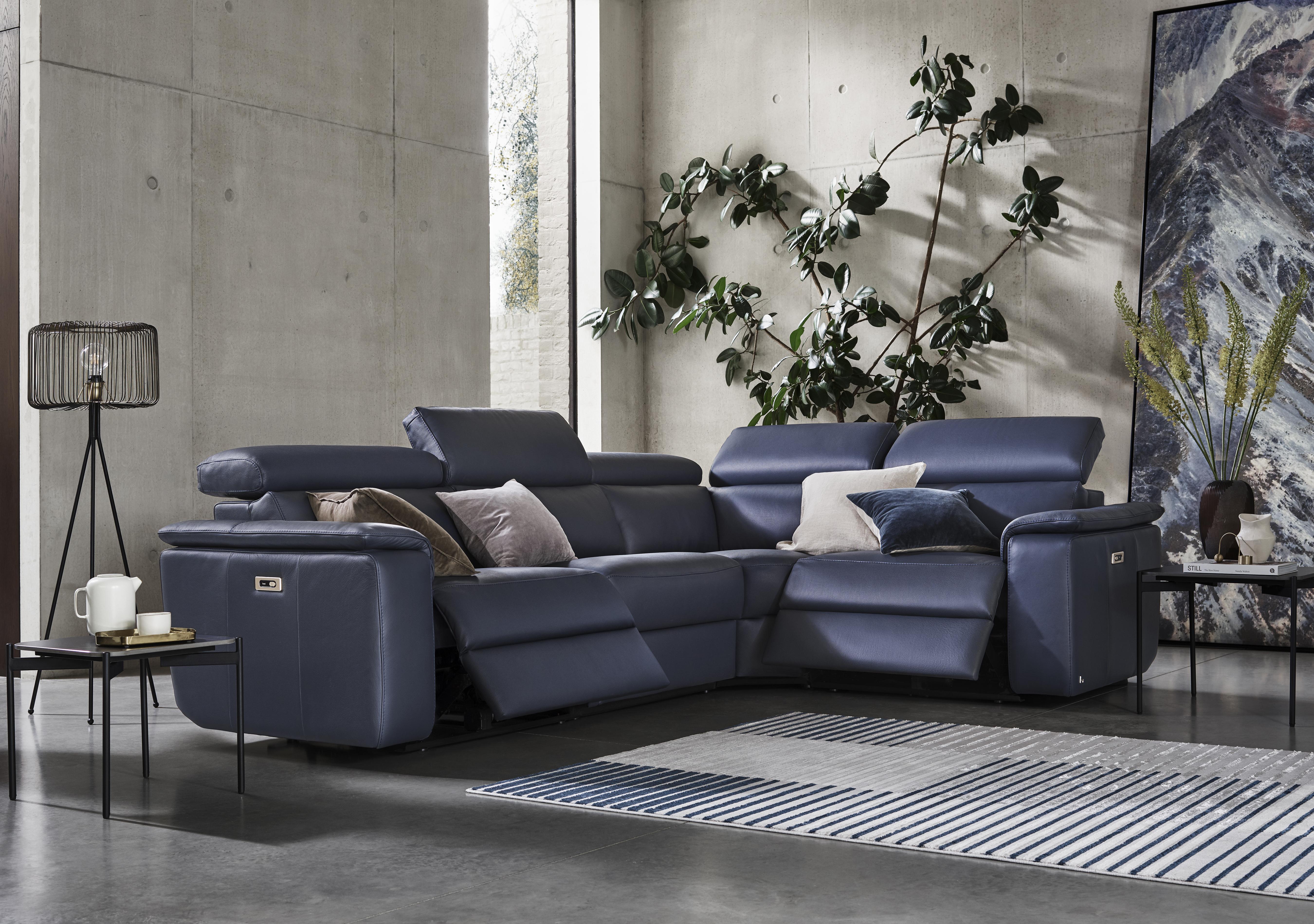 Davide Small Leather Corner Sofa in  on Furniture Village