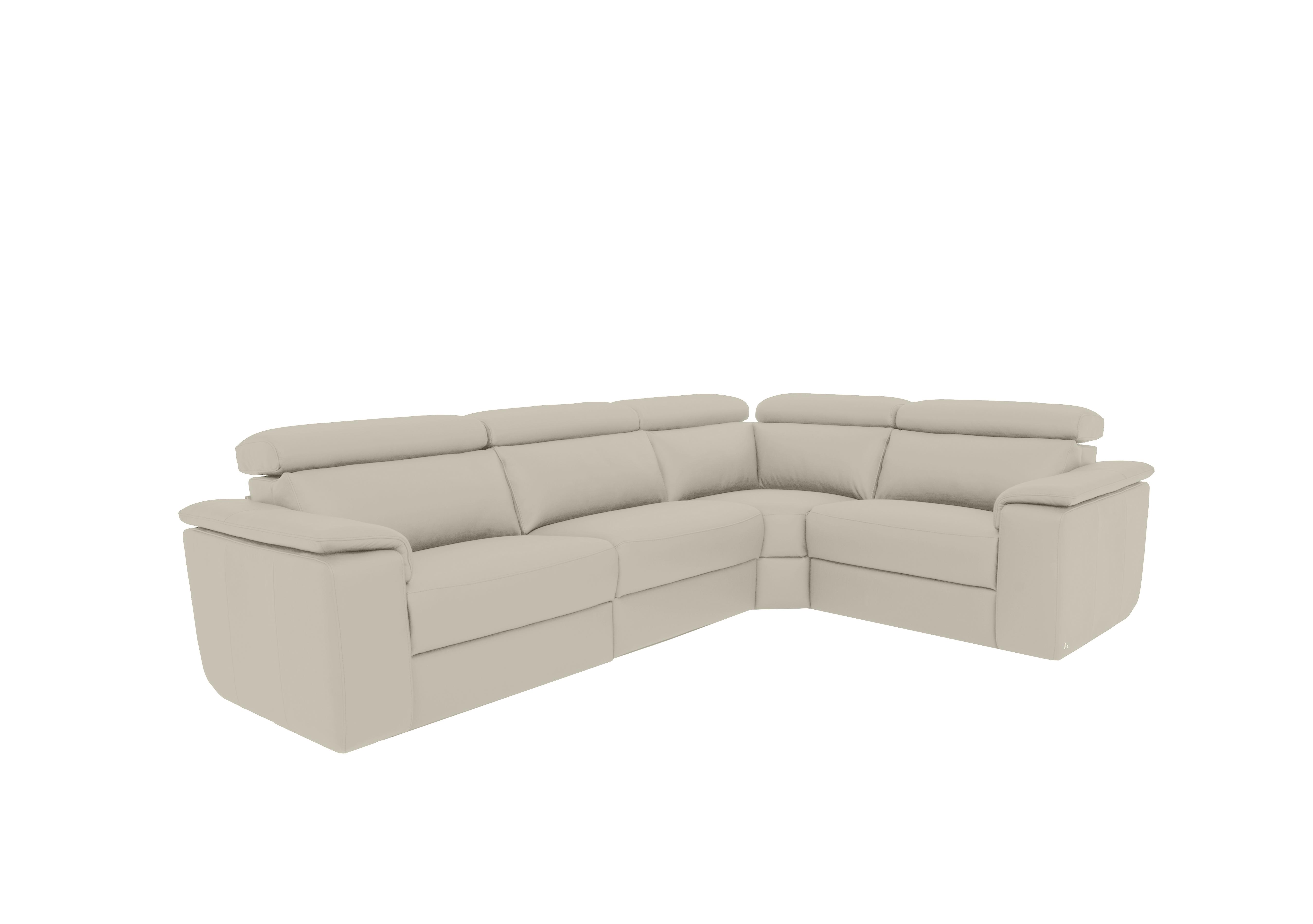Davide Small Leather Corner Sofa in Torello 371 Ice on Furniture Village