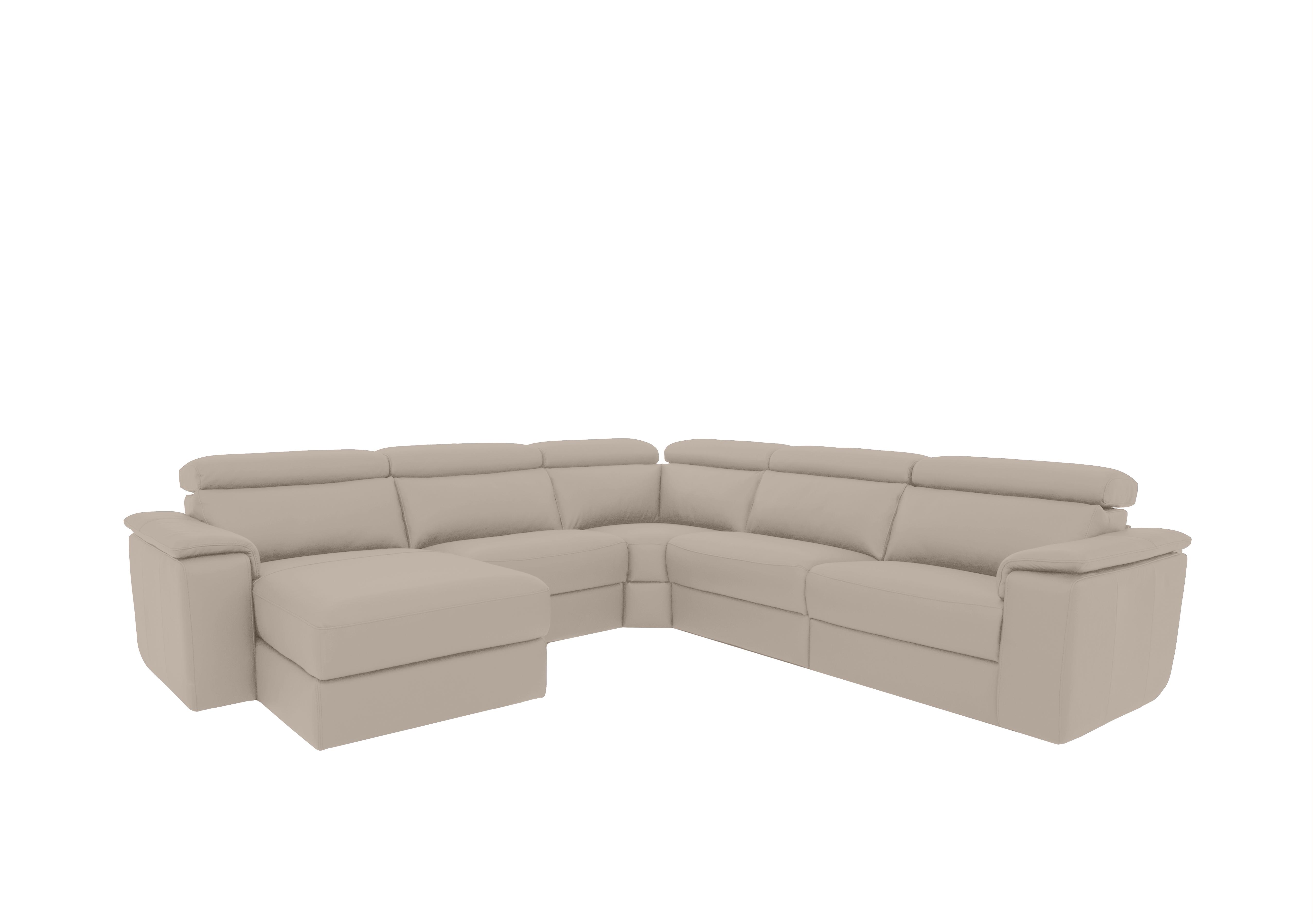 Davide Large Leather Corner Sofa with Chaise End in 2156 Botero Crema on Furniture Village