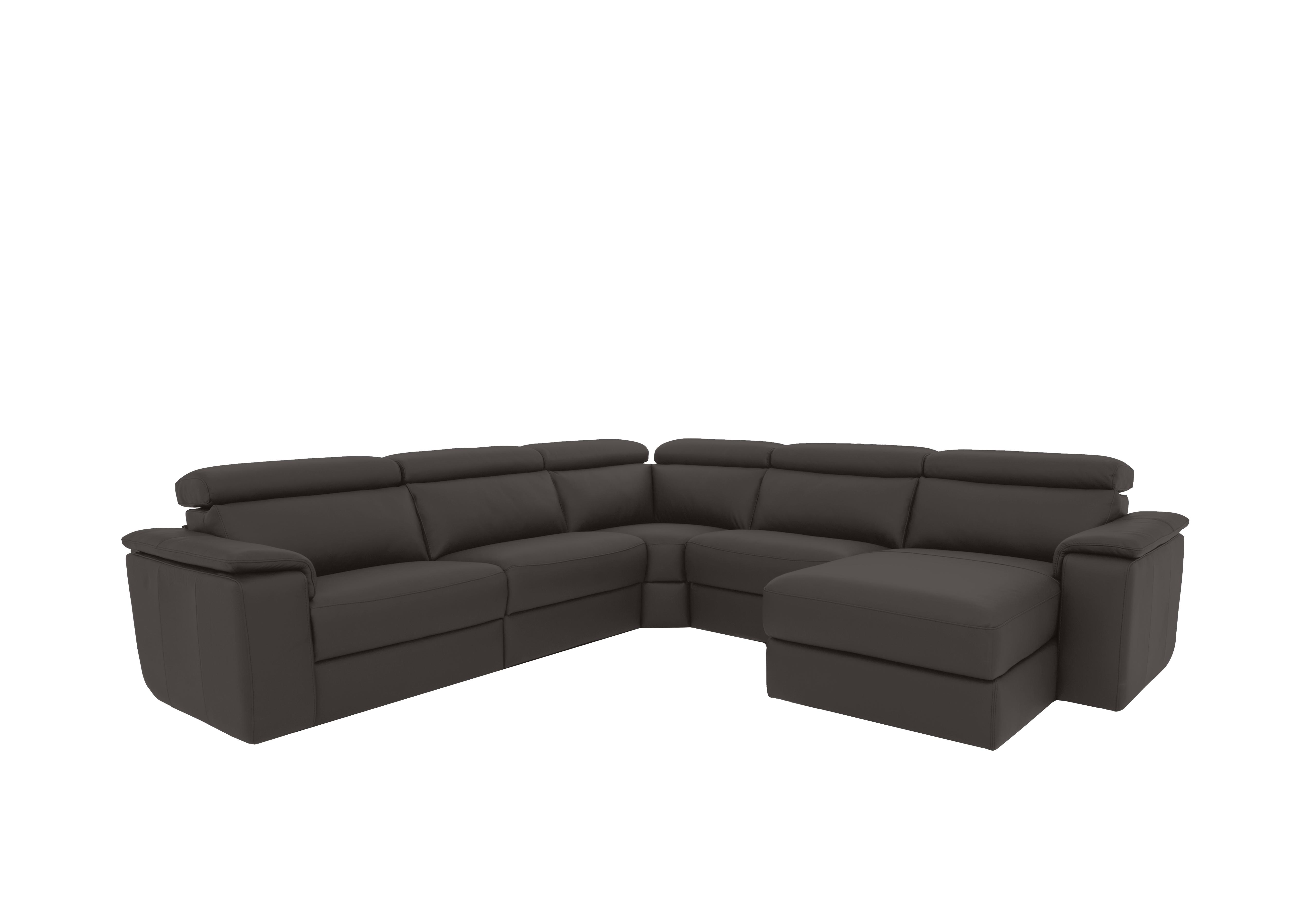 Davide Large Leather Corner Sofa with Chaise End in 327 Torello Grigio Scuro on Furniture Village
