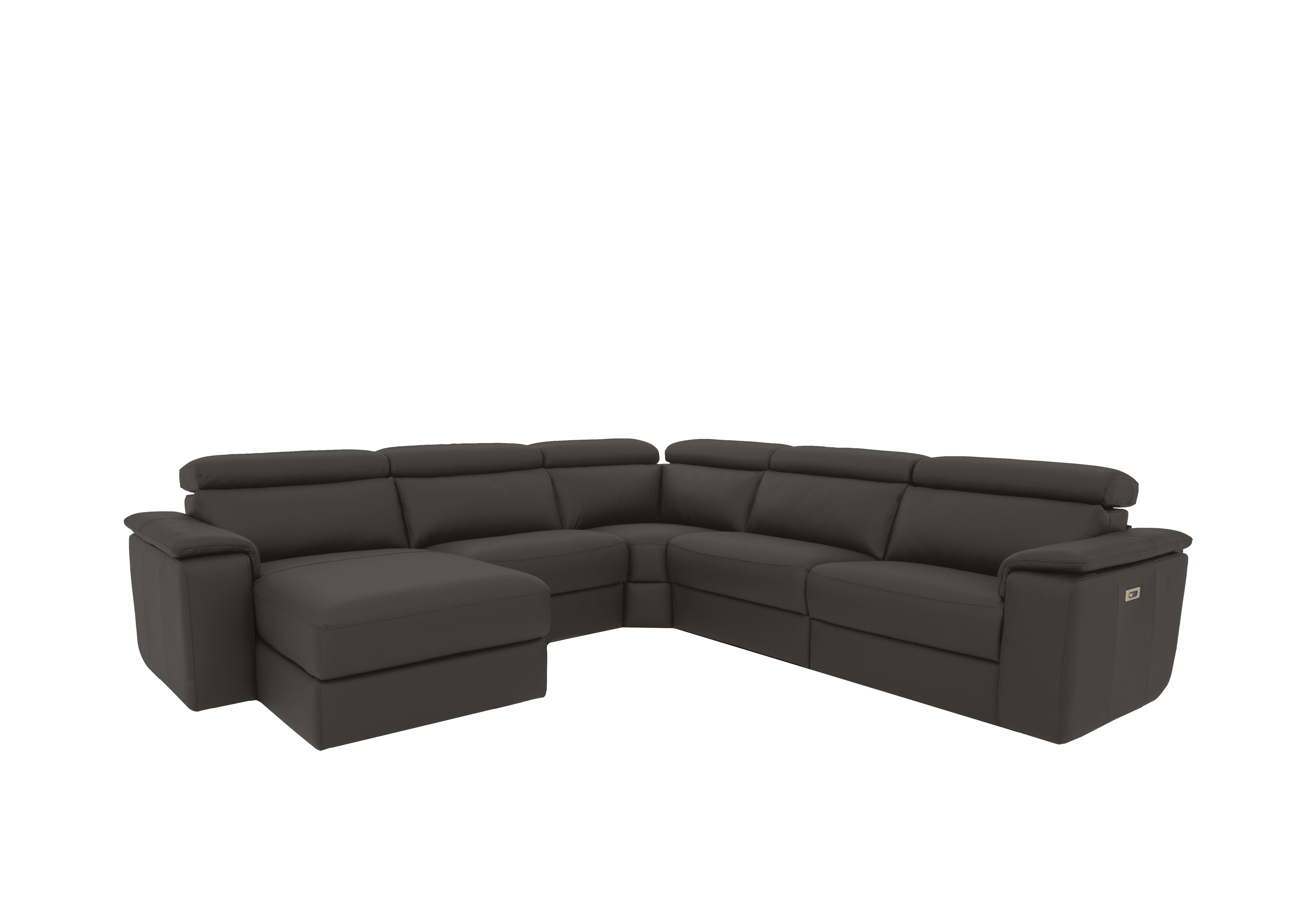 Davide Large Leather Corner Sofa with Chaise End in 327 Torello Grigio Scuro on Furniture Village