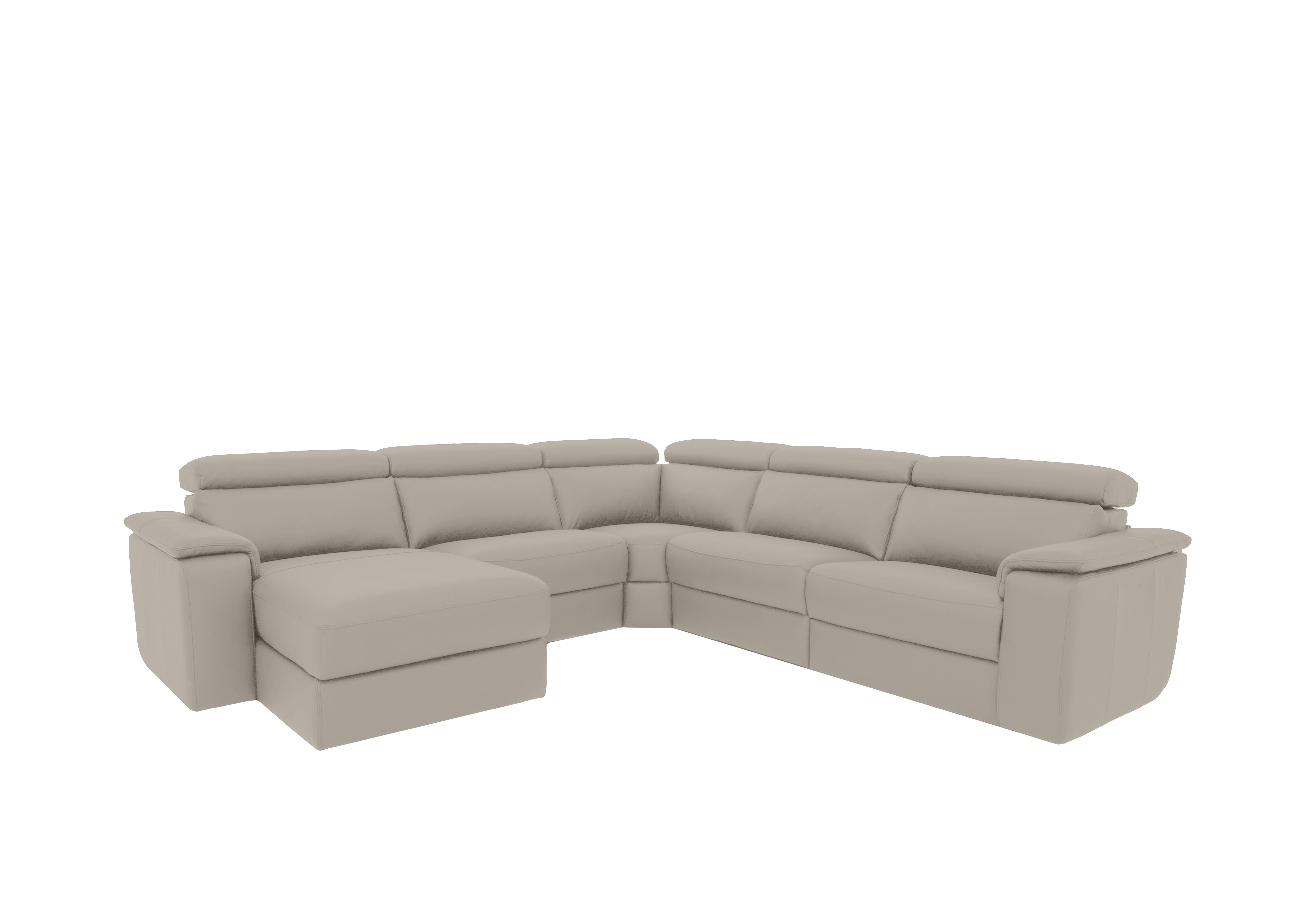 Davide Large Leather Corner Sofa with Chaise End in 328 Torello Tortora on Furniture Village