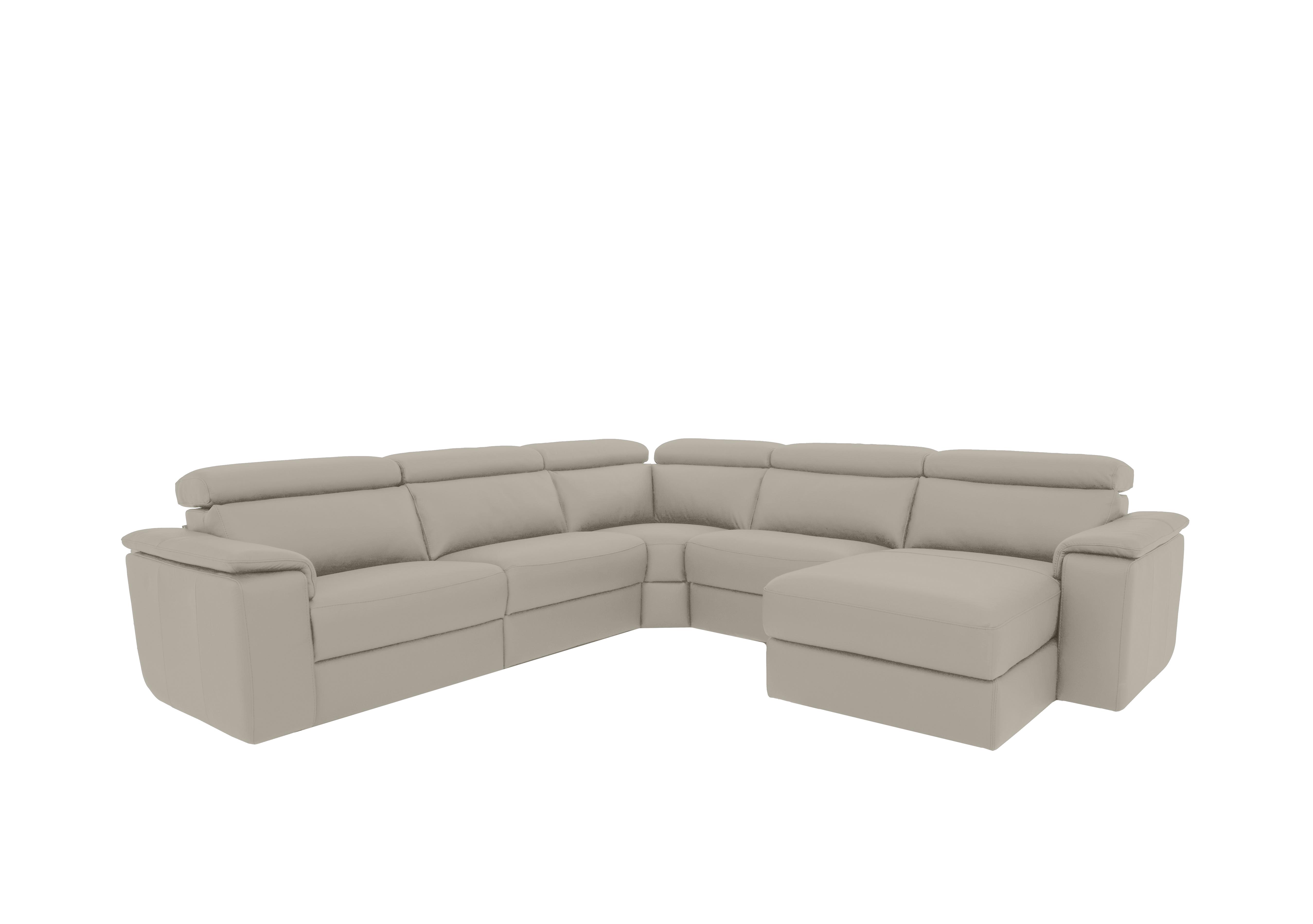 Davide Large Leather Corner Sofa with Chaise End in 328 Torello Tortora on Furniture Village