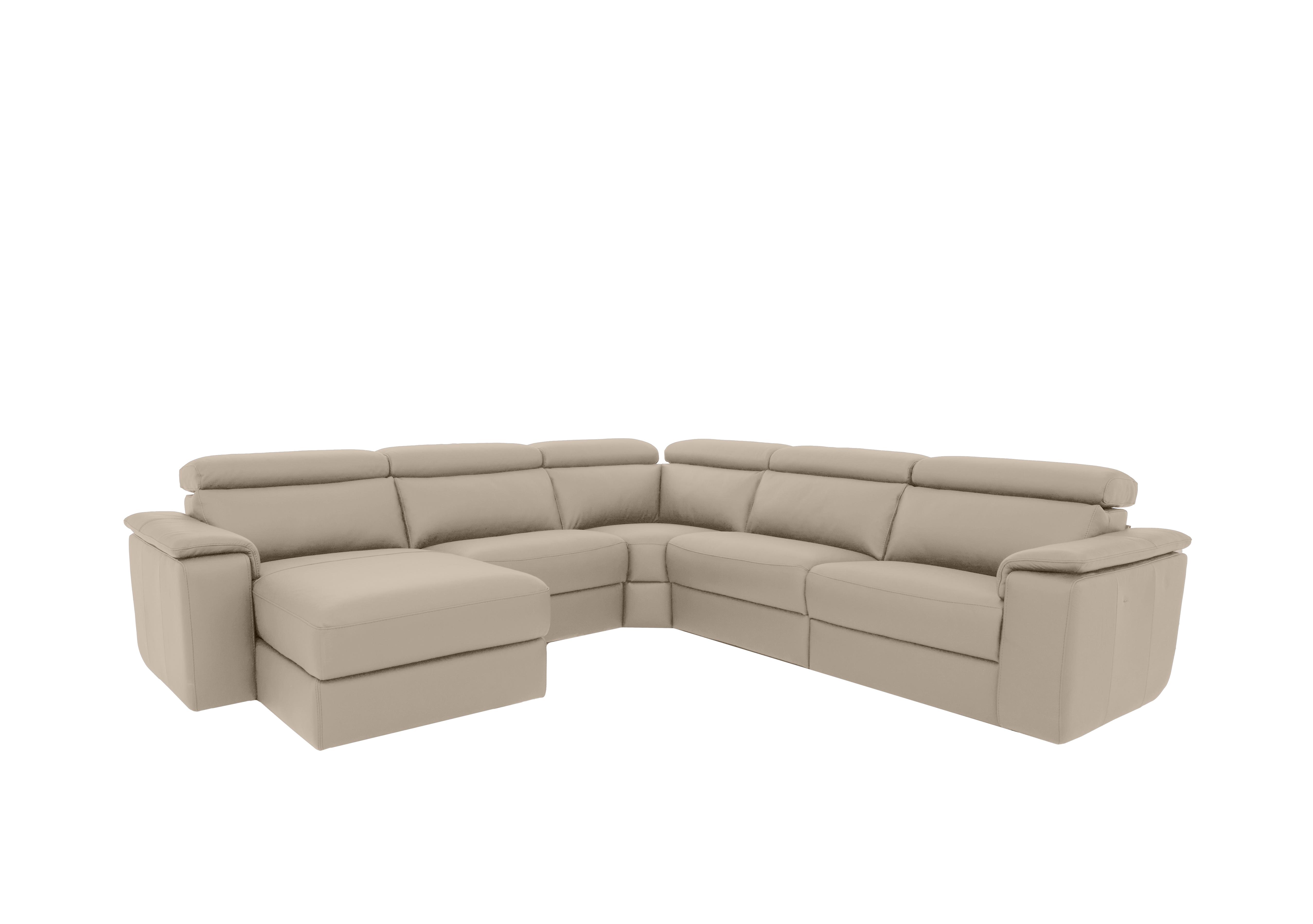 Davide Large Leather Corner Sofa with Chaise End in 352 Torello Fango on Furniture Village