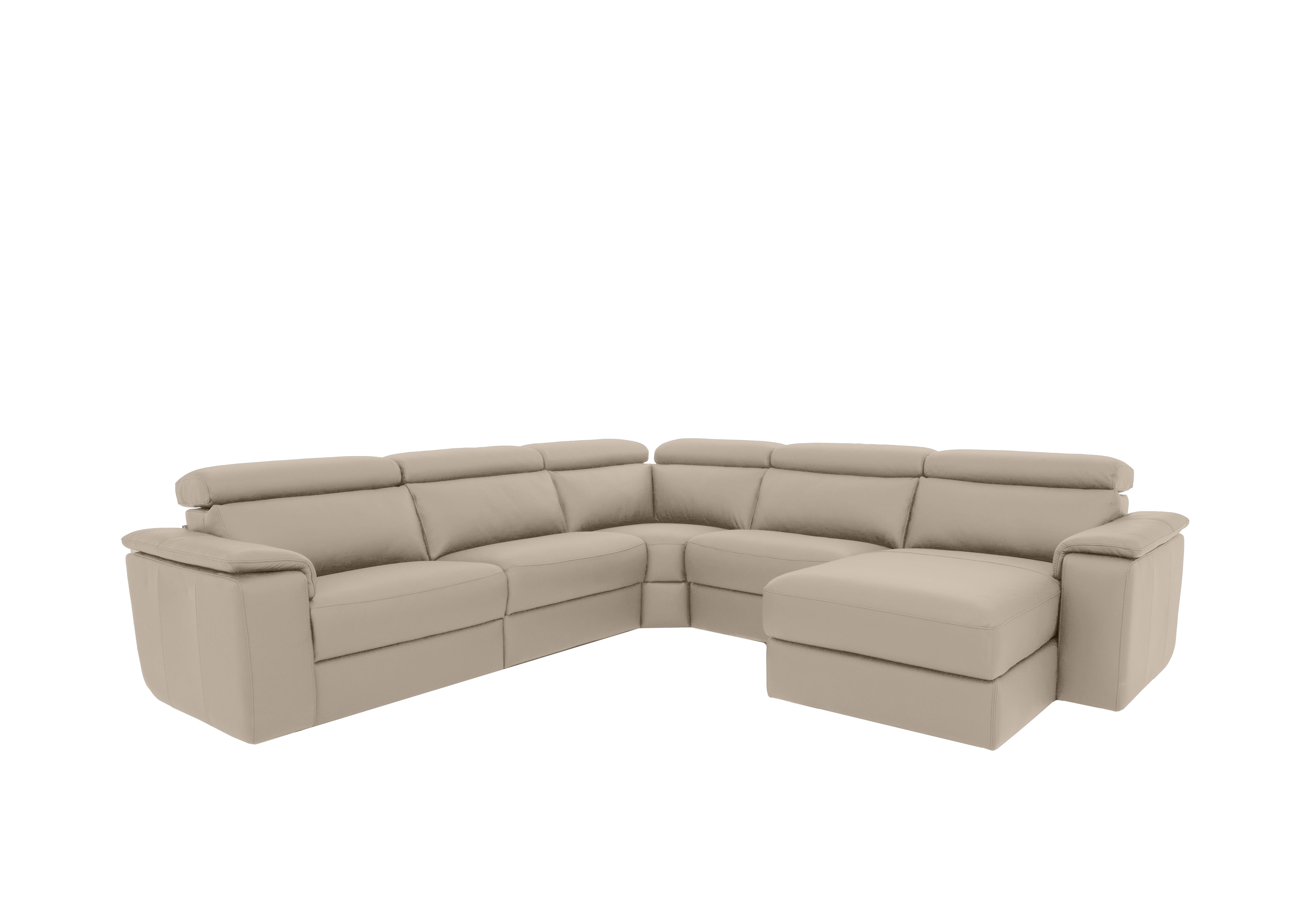 Davide Large Leather Corner Sofa with Chaise End in 352 Torello Fango on Furniture Village