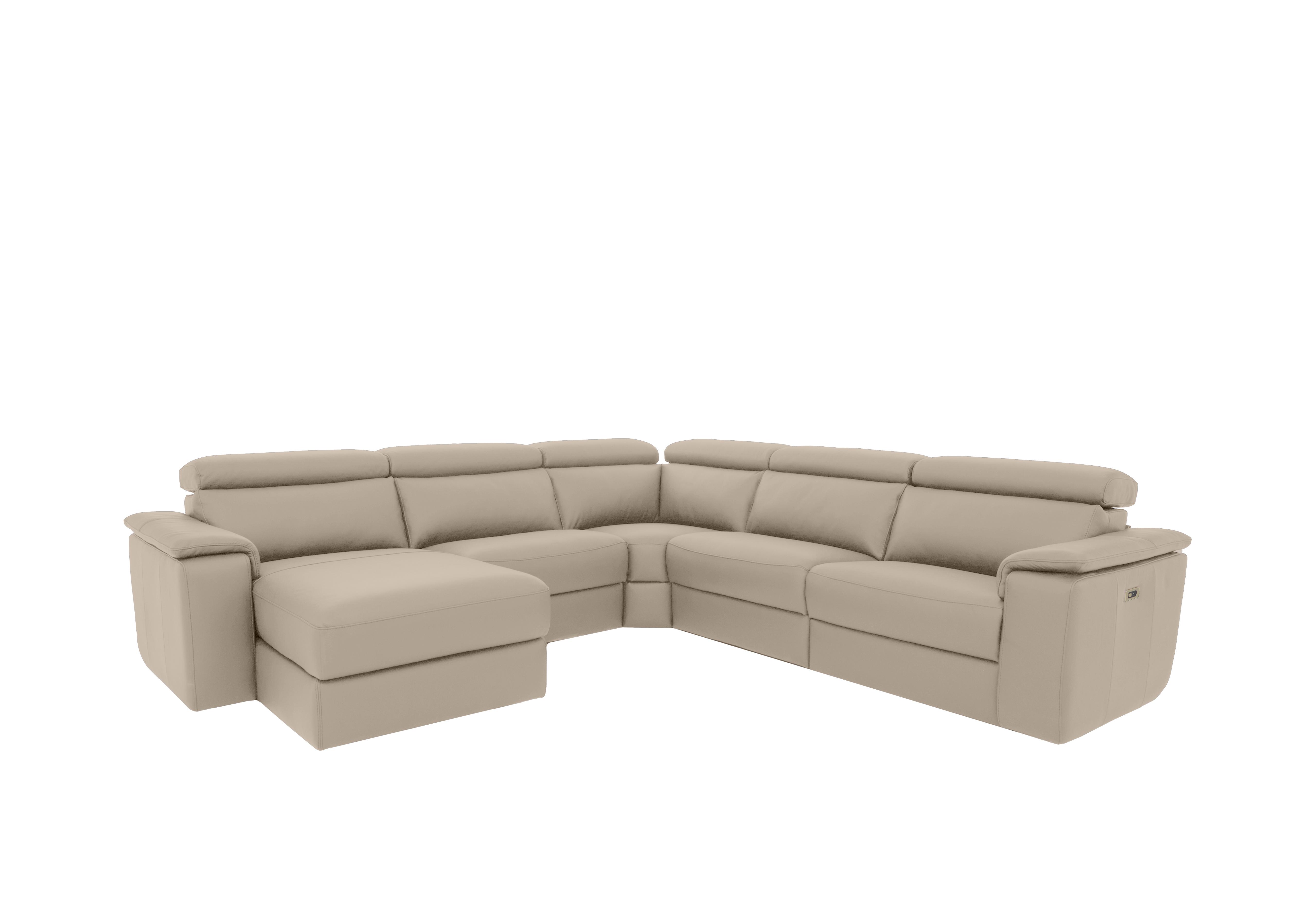 Davide Large Leather Corner Sofa with Chaise End in 352 Torello Fango on Furniture Village