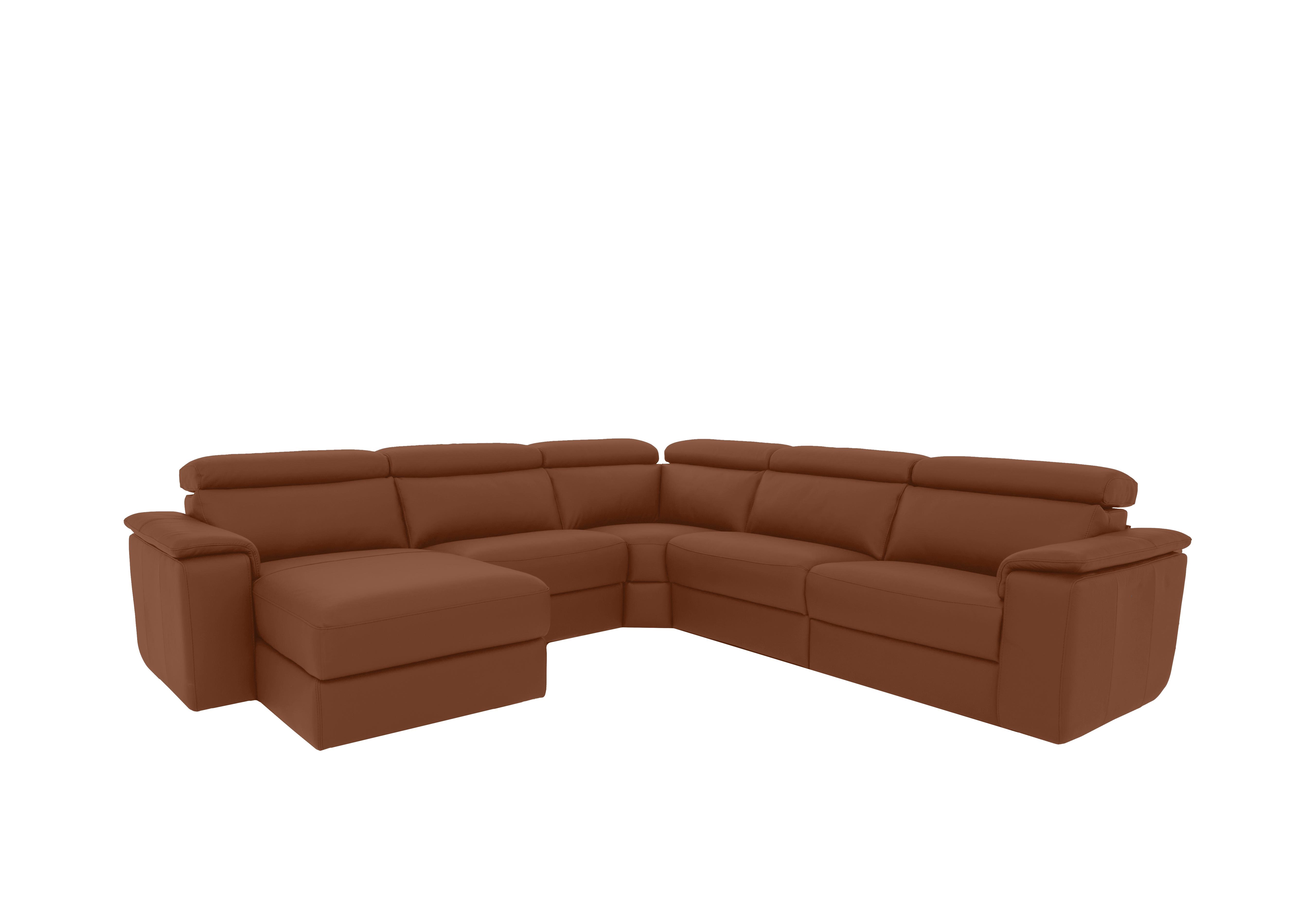 Davide Large Leather Corner Sofa with Chaise End in 363 Torello Cognac on Furniture Village