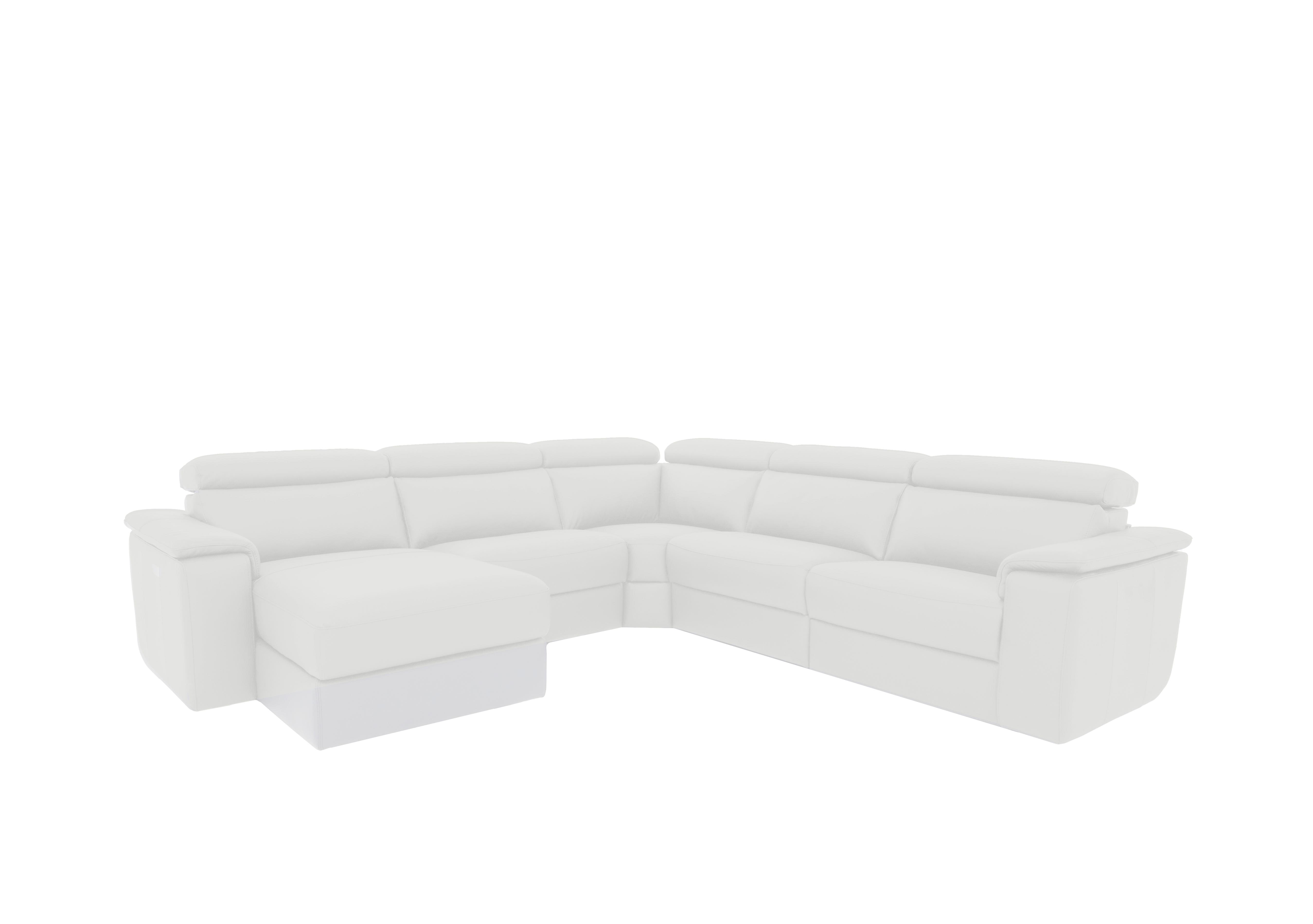 Davide Large Leather Corner Sofa with Chaise End in 370 Torello Bianco Puro on Furniture Village