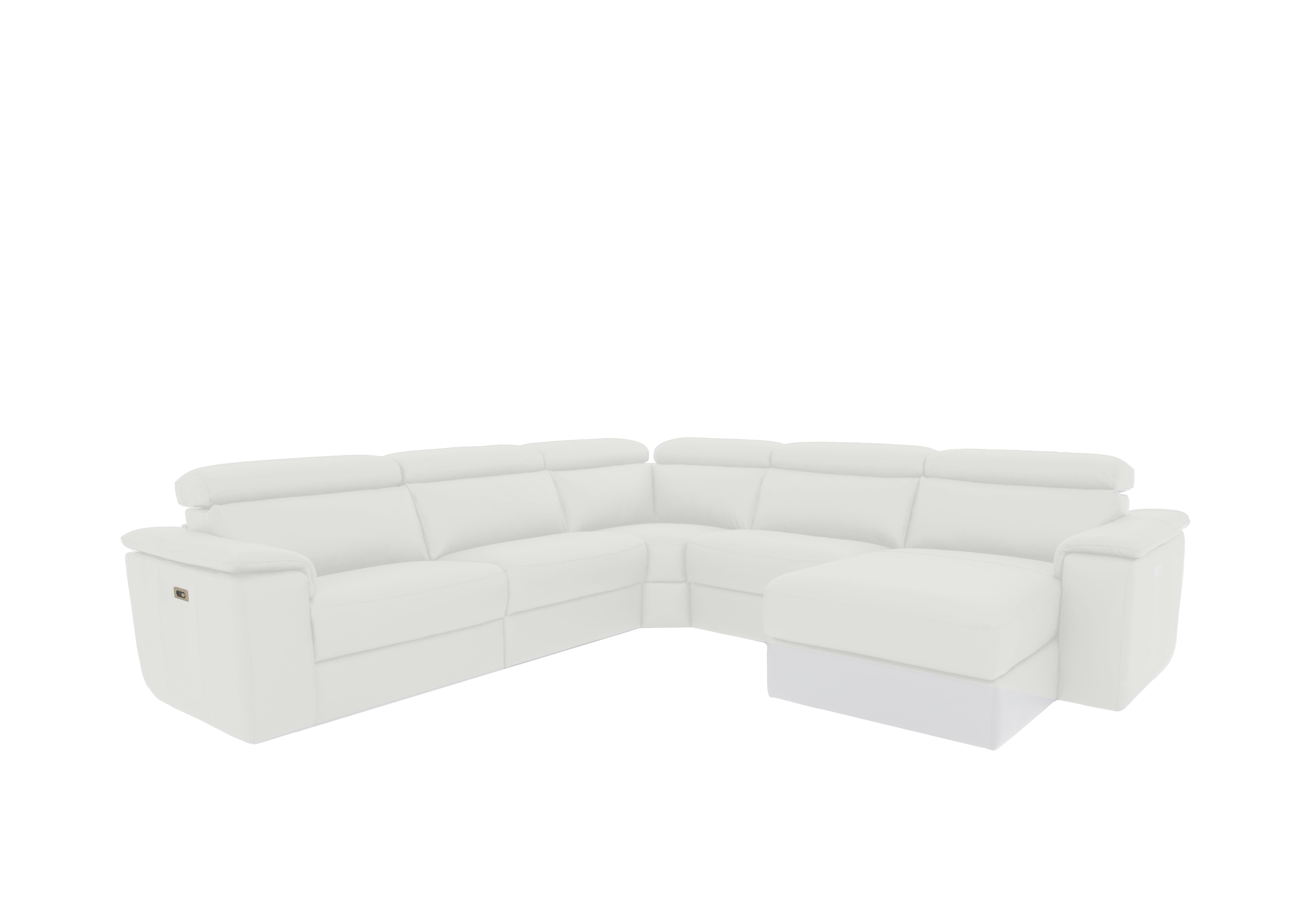 Davide Large Leather Corner Sofa with Chaise End in 370 Torello Bianco Puro on Furniture Village