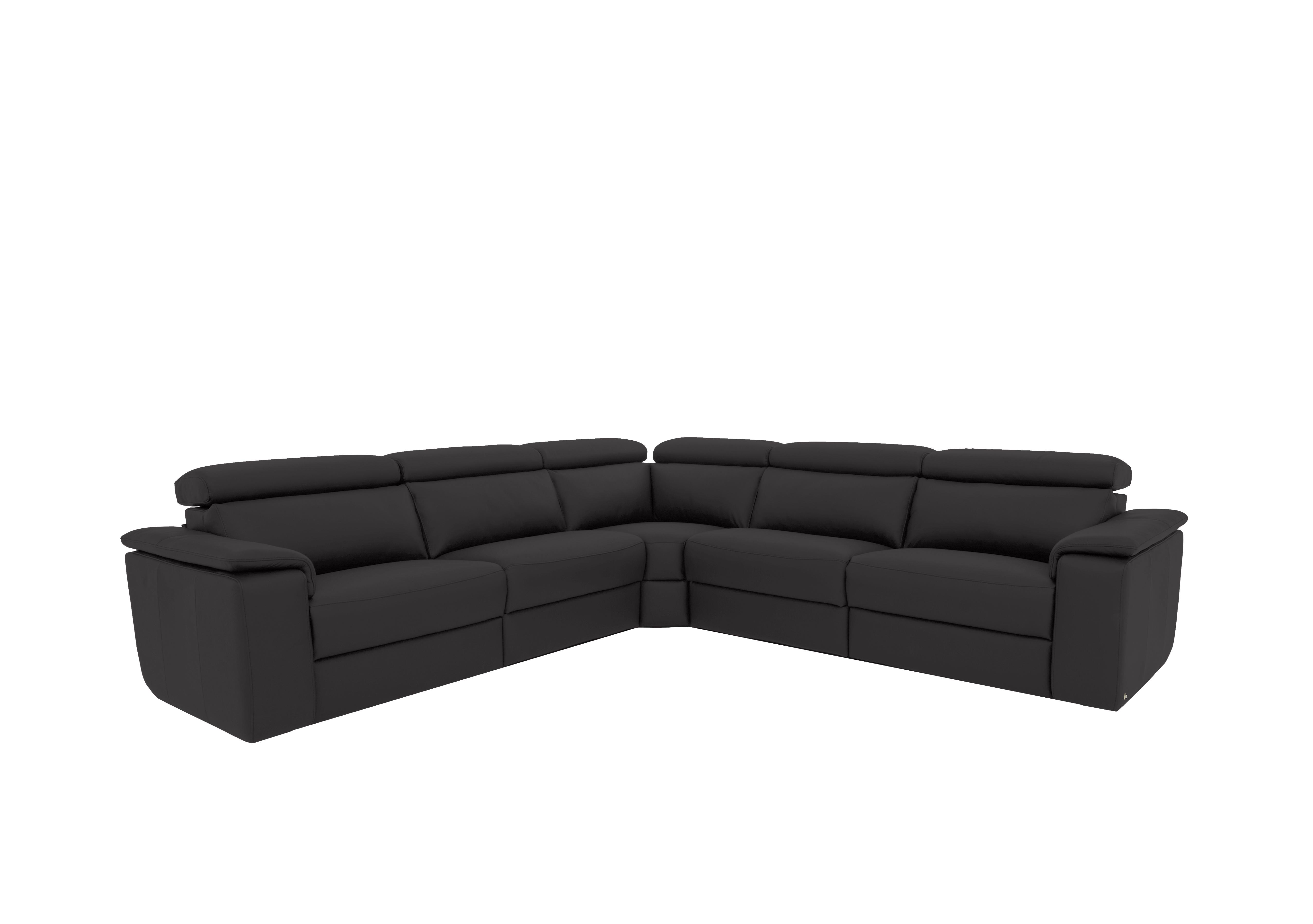 Davide Large Leather Corner Sofa in 2154 Botero Nero on Furniture Village