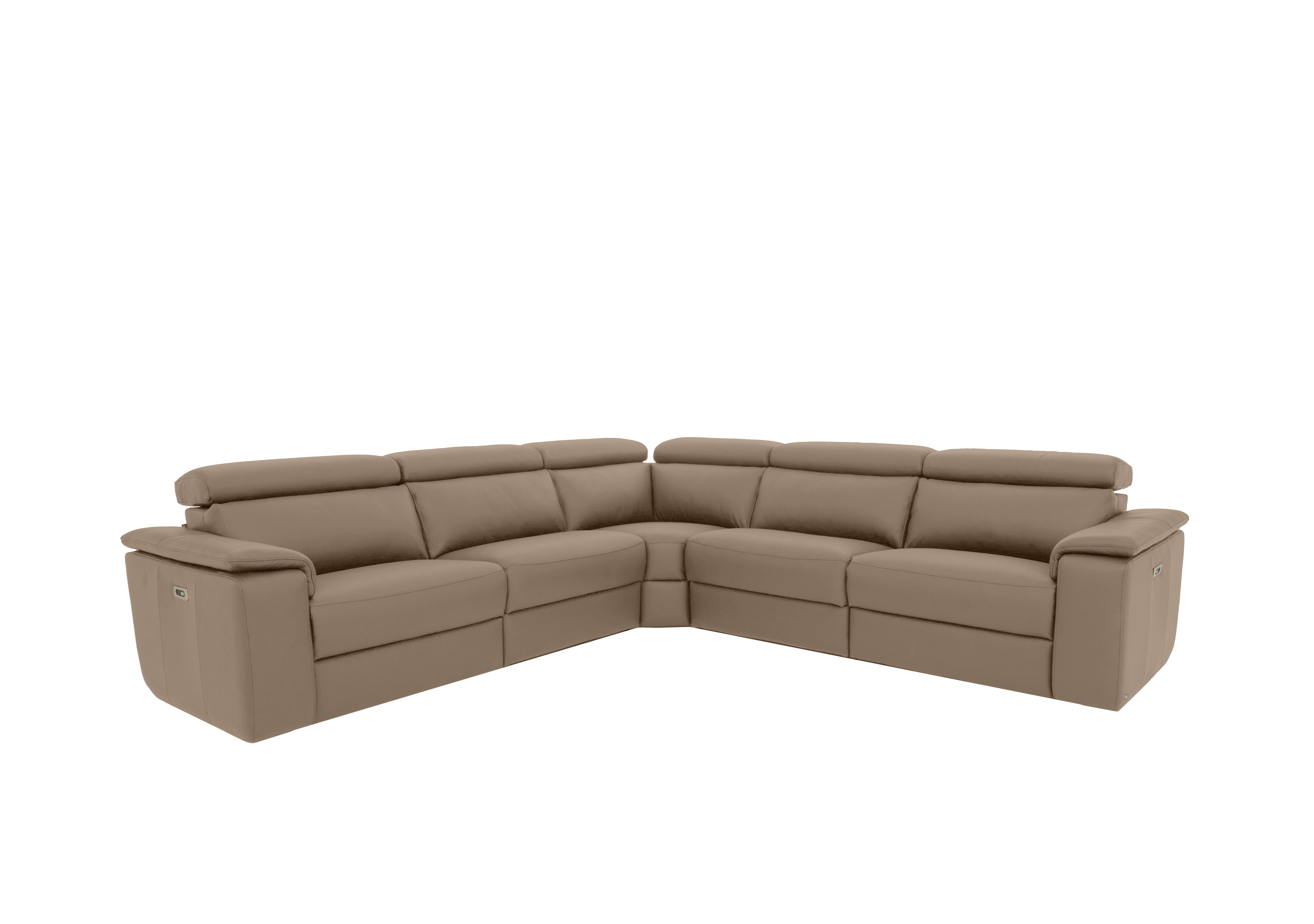 Davide Large Leather Corner Sofa in 312 Torello Taupe on Furniture Village