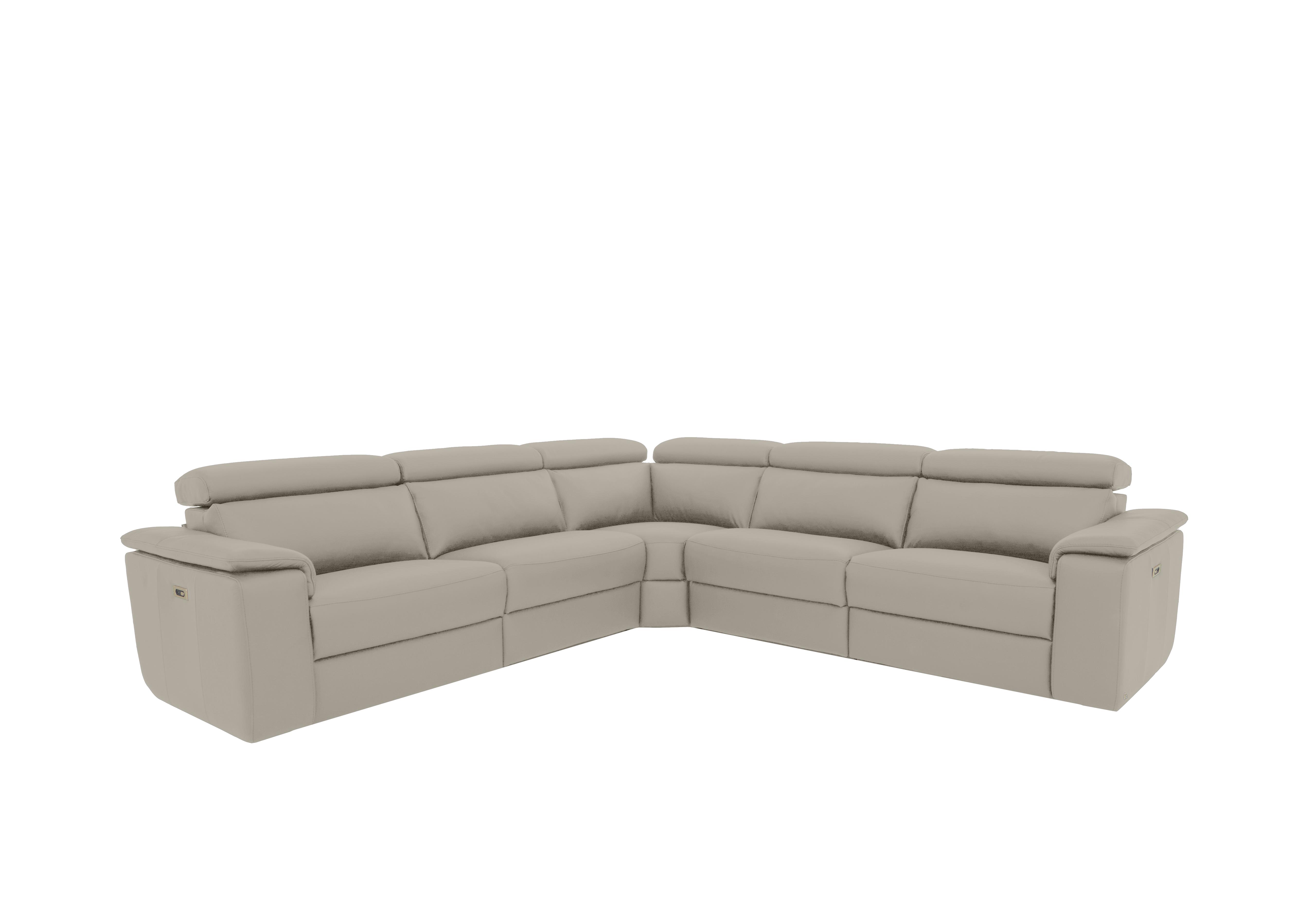 Davide Large Leather Corner Sofa in 328 Torello Tortora on Furniture Village
