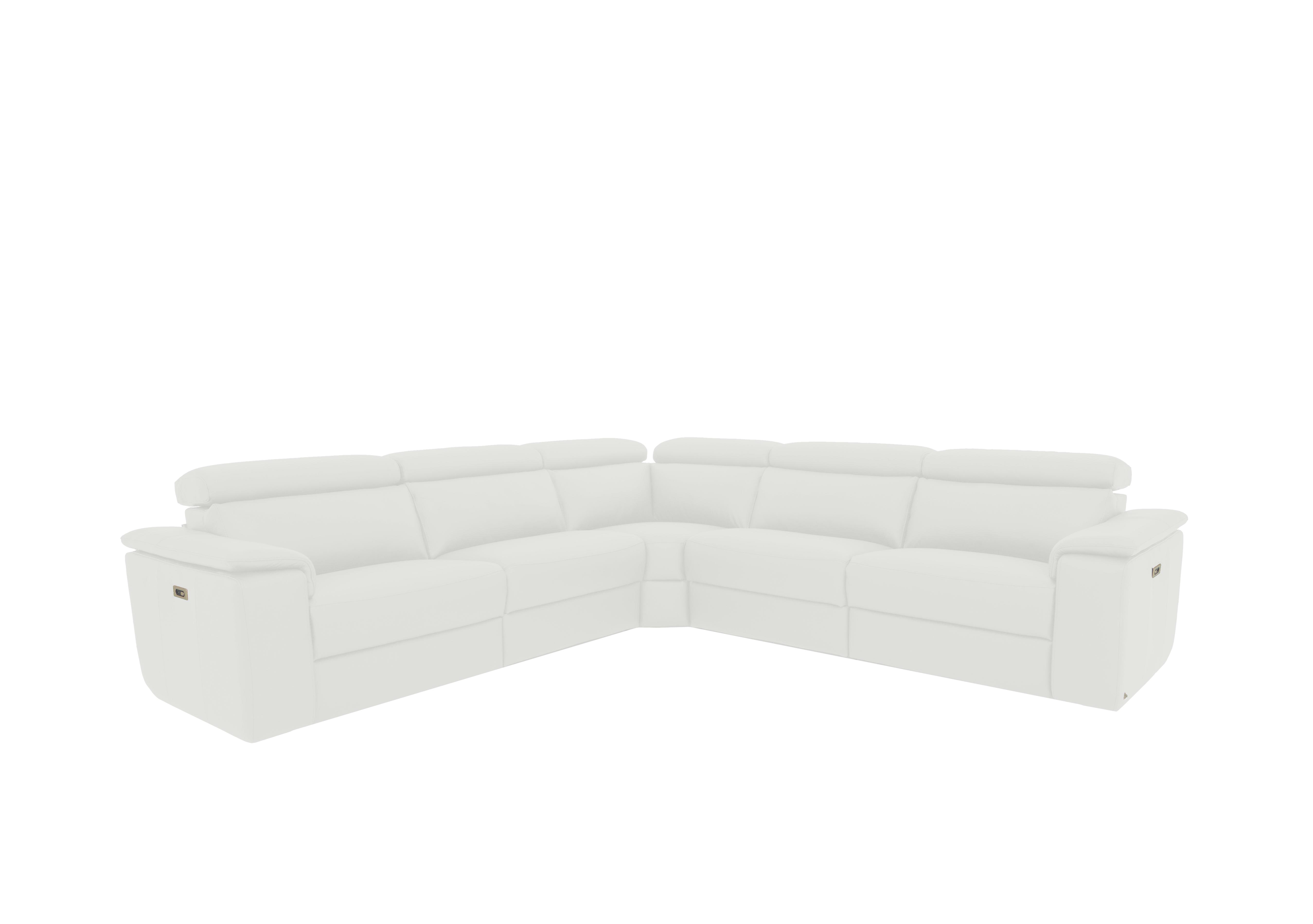 Davide Large Leather Corner Sofa in 370 Torello Bianco Puro on Furniture Village
