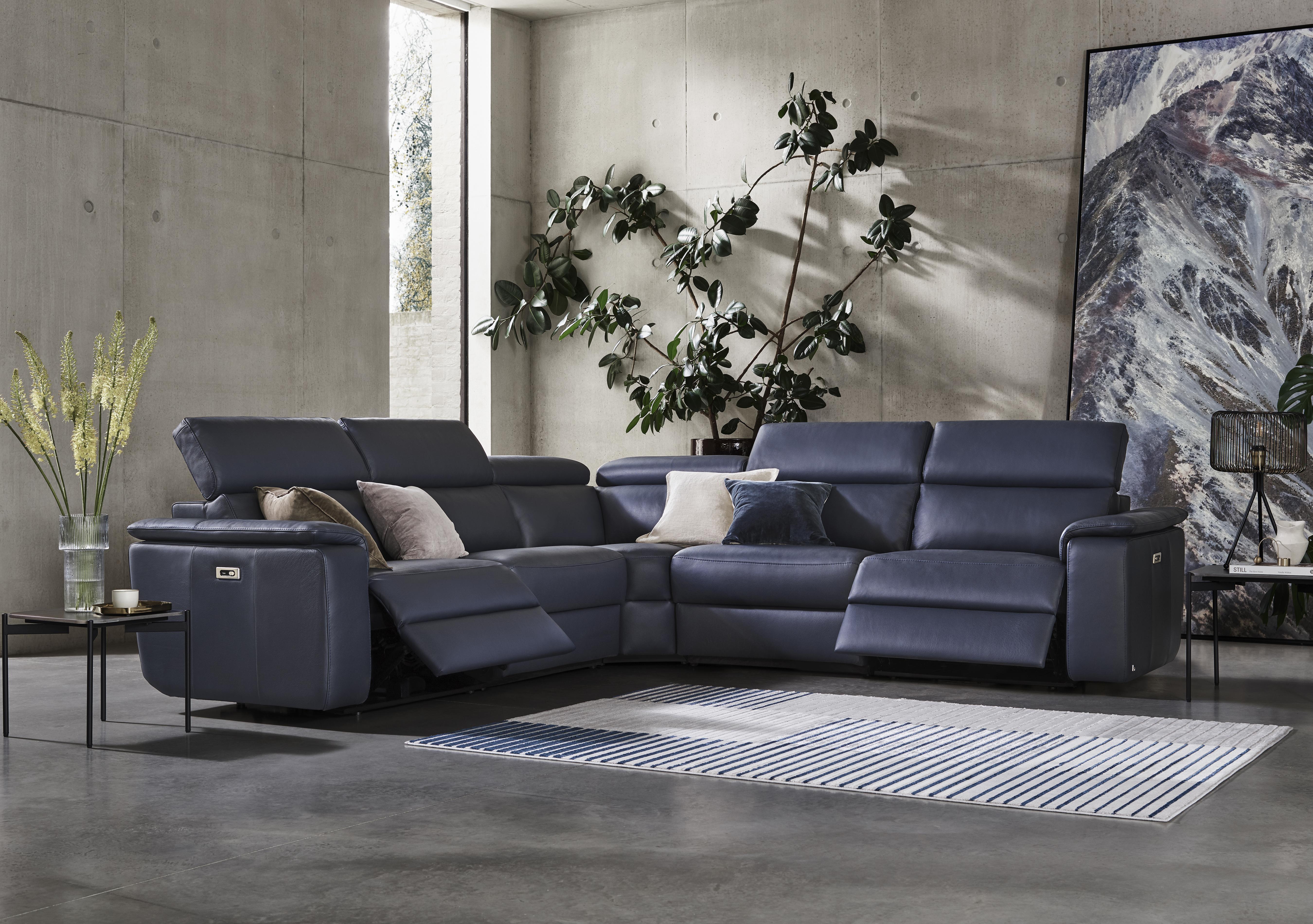 Davide Large Leather Corner Sofa in  on Furniture Village