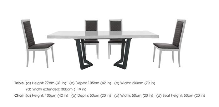 Palazzo 200cm Extending Dining Table in Glossy White with 4 Rombi Dining Chairs in  on Furniture Village